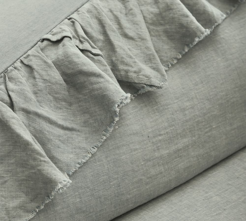 Sage Green 3 Piece Ruffle Linen Duvet Cover Set - Handmade-n/a-DECOROLALA