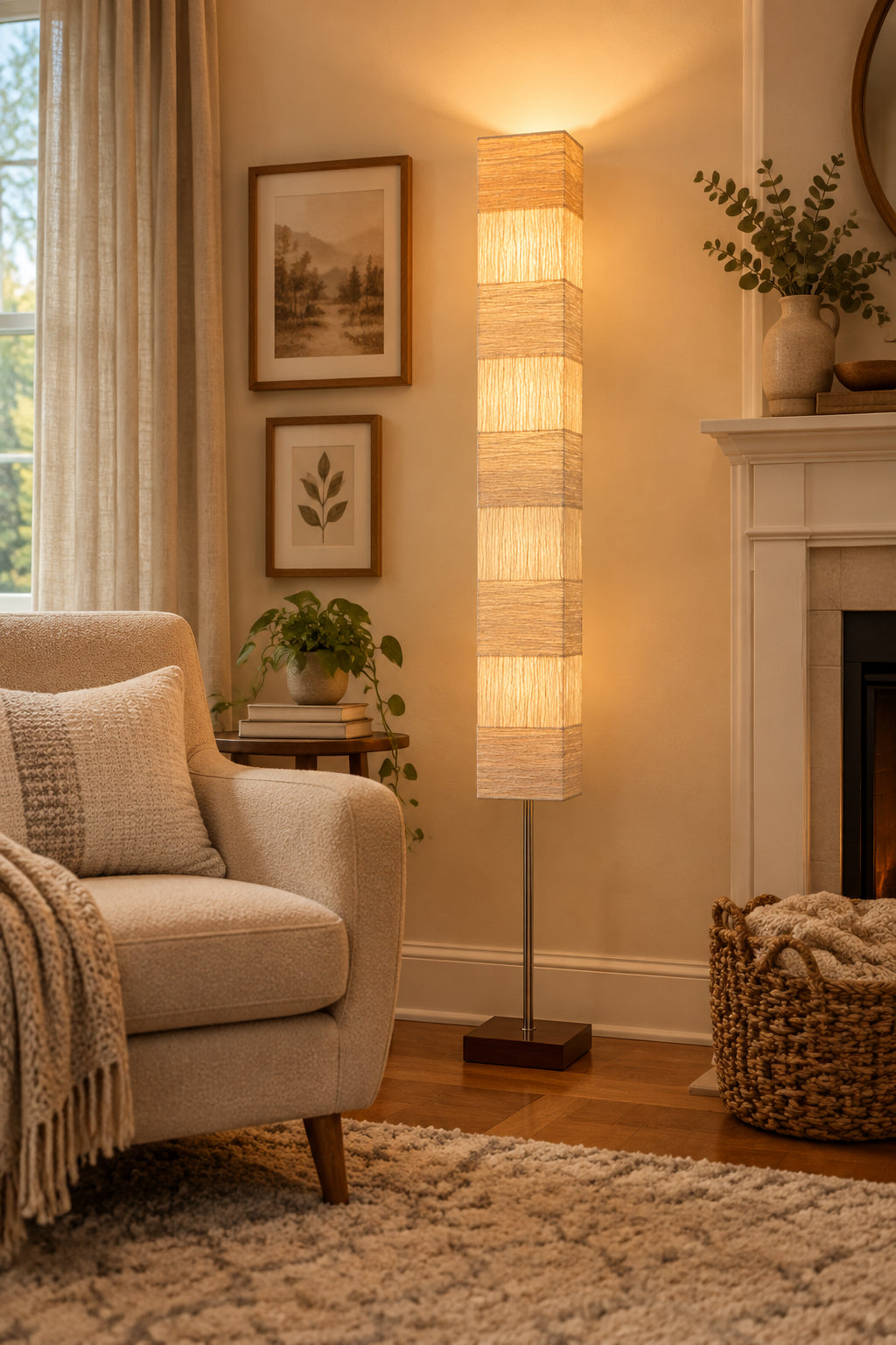 Sahara Tall Floorchiere Floor Lamp - 72" Cream-Lighting-DECOROLALA