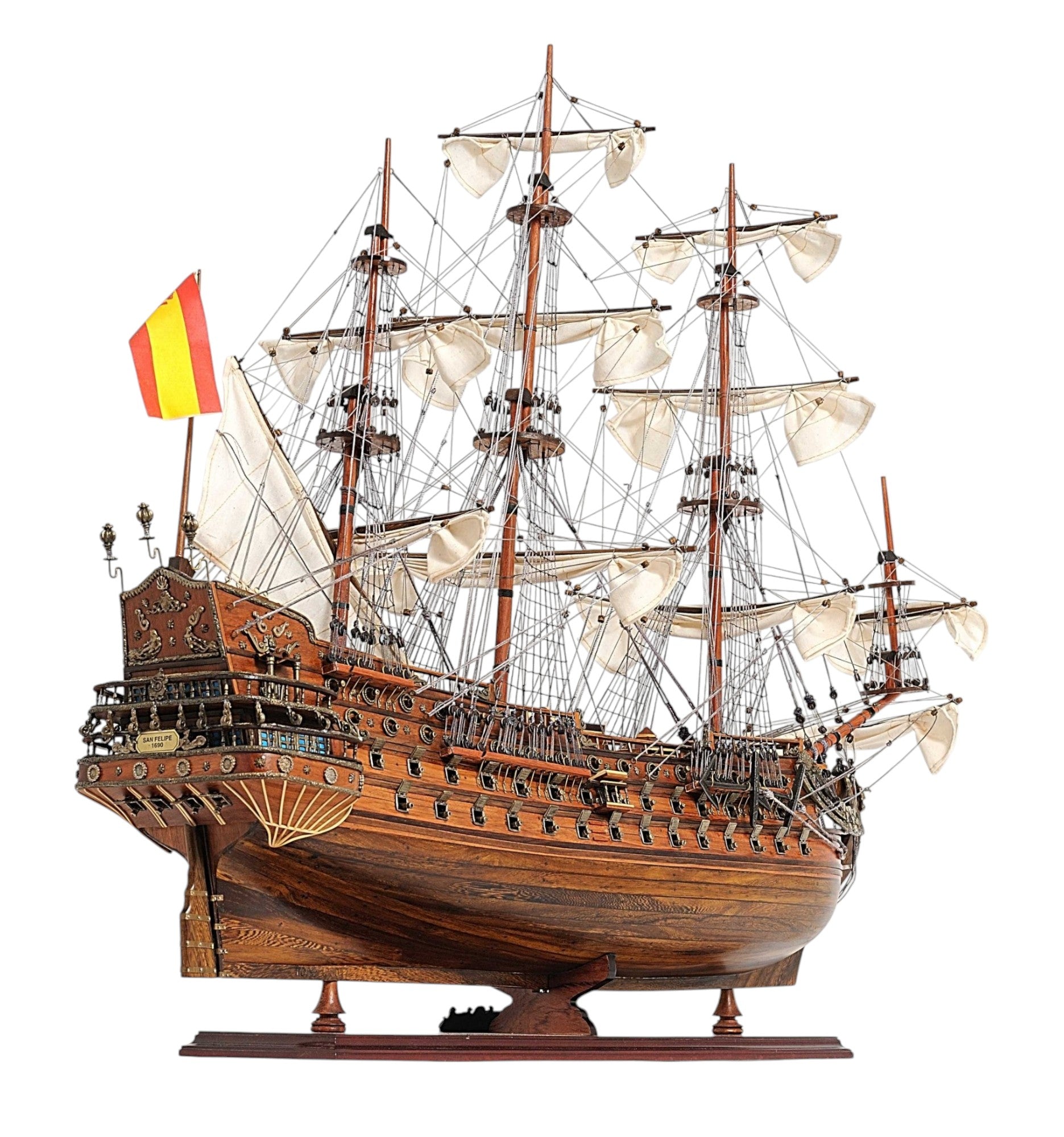 Sailboat Model With Chrome And Brass Fittings-Sculptures-DECOROLALA