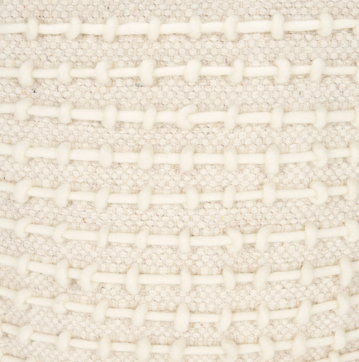 Sakaye Beige w/ Cream Stitched Patterned Pouf-Poufs-DECOROLALA