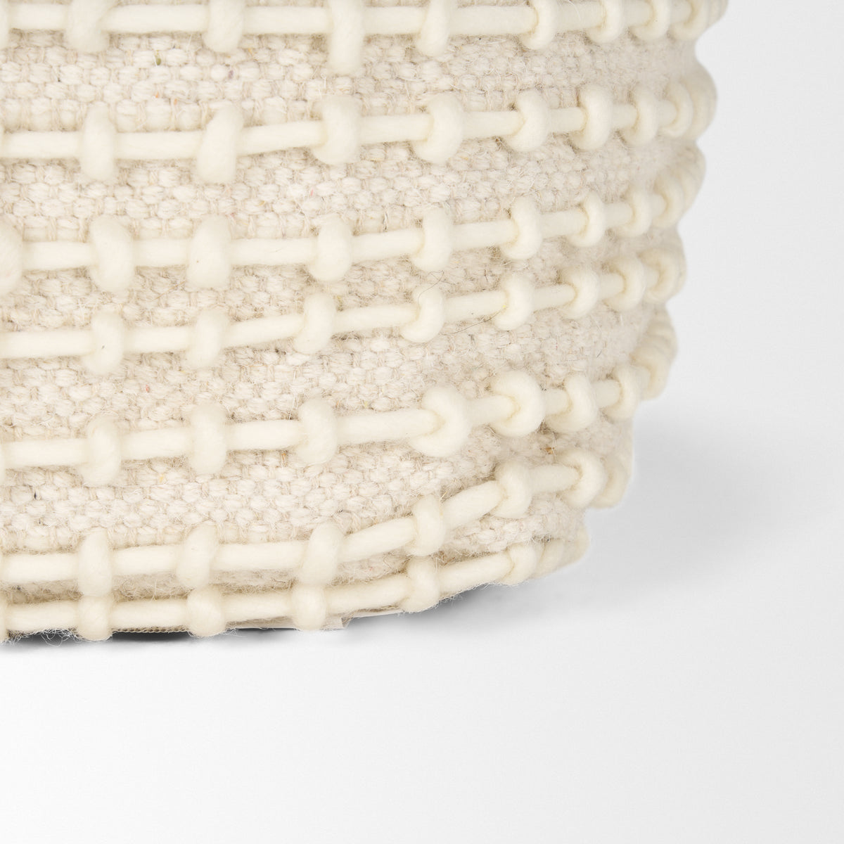 Sakaye Beige w/ Cream Stitched Patterned Pouf-Poufs-DECOROLALA