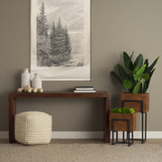 Sakaye Beige w/ Cream Stitched Patterned Pouf-Poufs-DECOROLALA