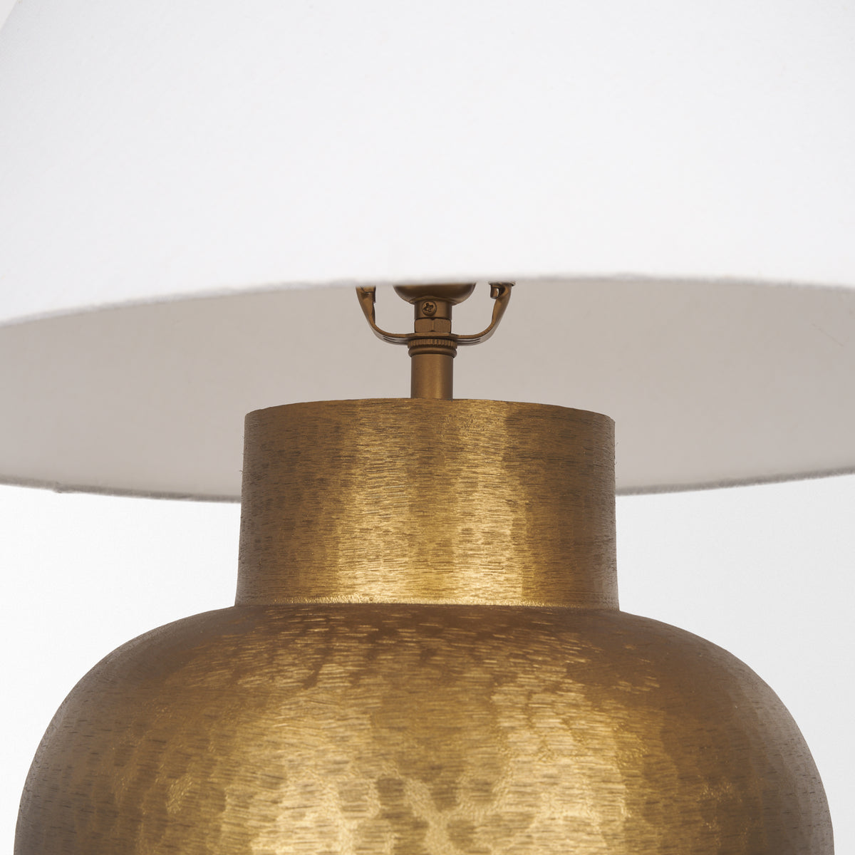 Salaah Antique Brushed Metal w/ Cream Shade Table Lamp-Table Lamps-DECOROLALA