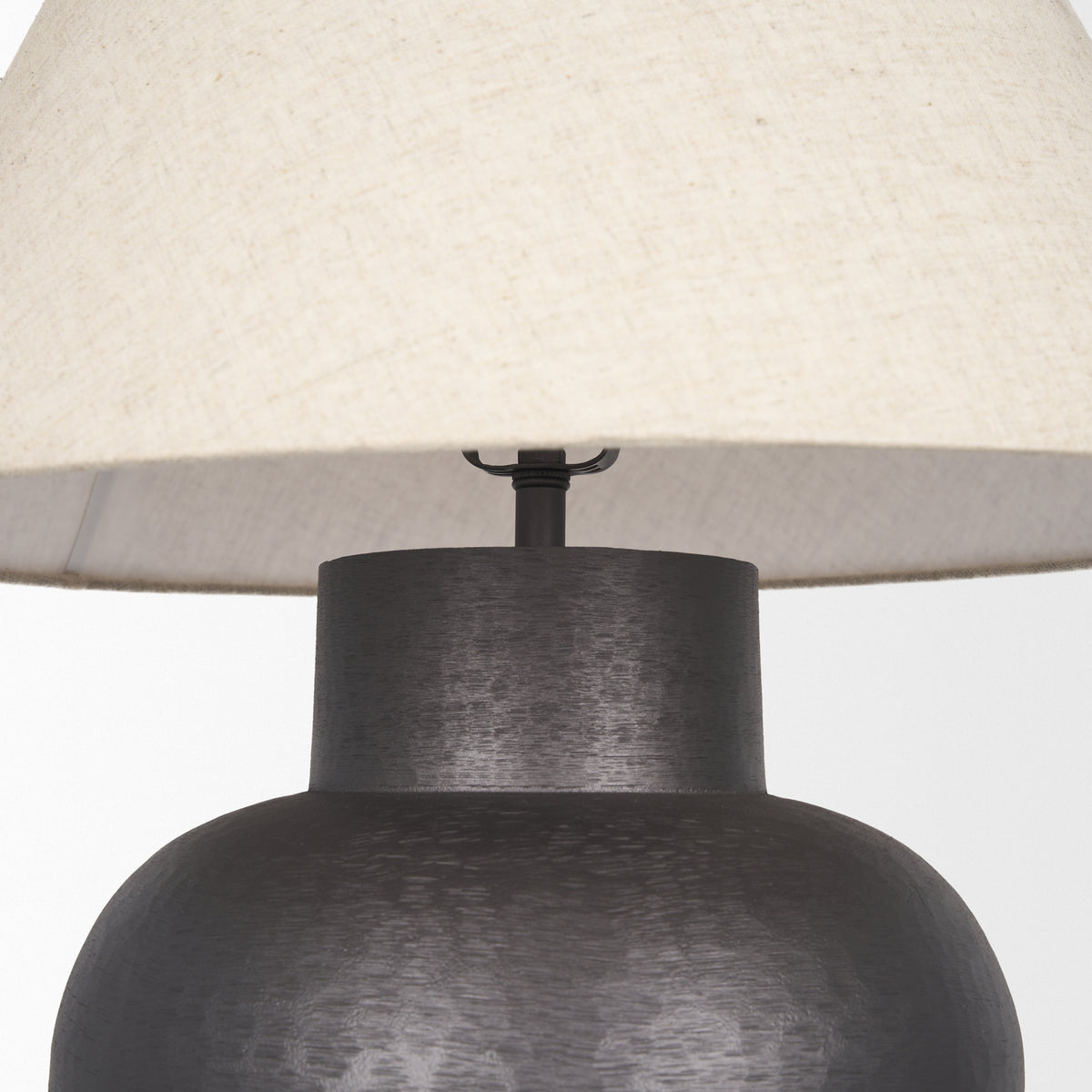 Salaah Antique Brushed Metal w/ Cream Shade Table Lamp-Table Lamps-DECOROLALA
