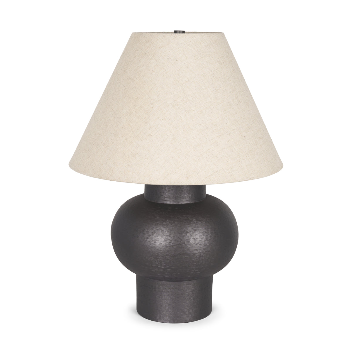 Salaah Antique Brushed Metal w/ Cream Shade Table Lamp-Table Lamps-DECOROLALA