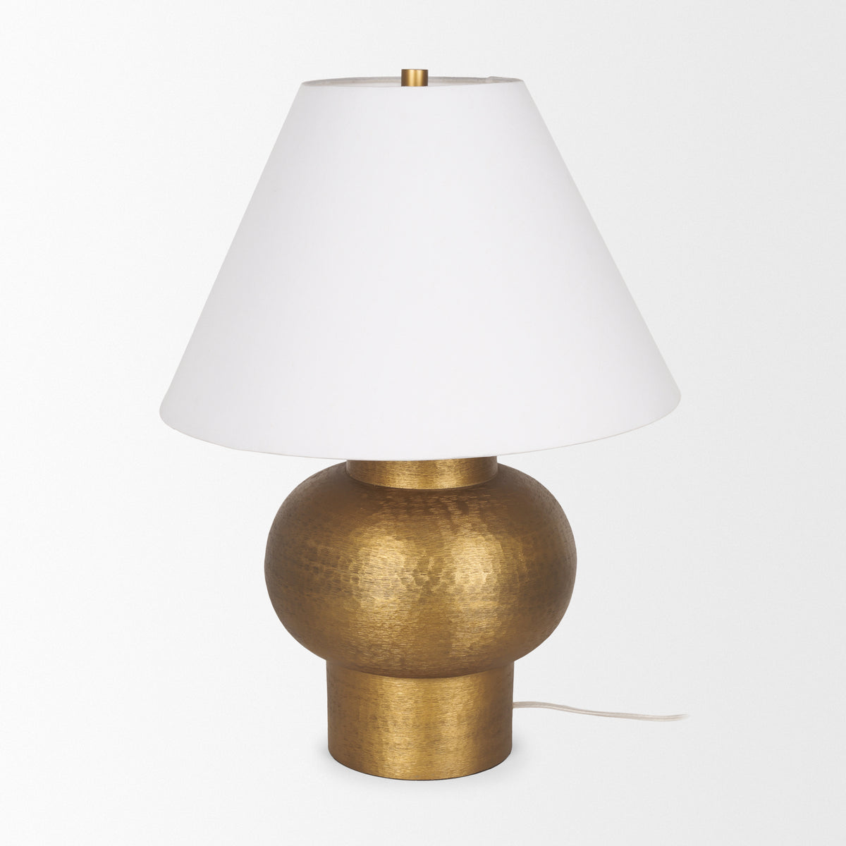 Salaah Antique Brushed Metal w/ Cream Shade Table Lamp-Table Lamps-DECOROLALA