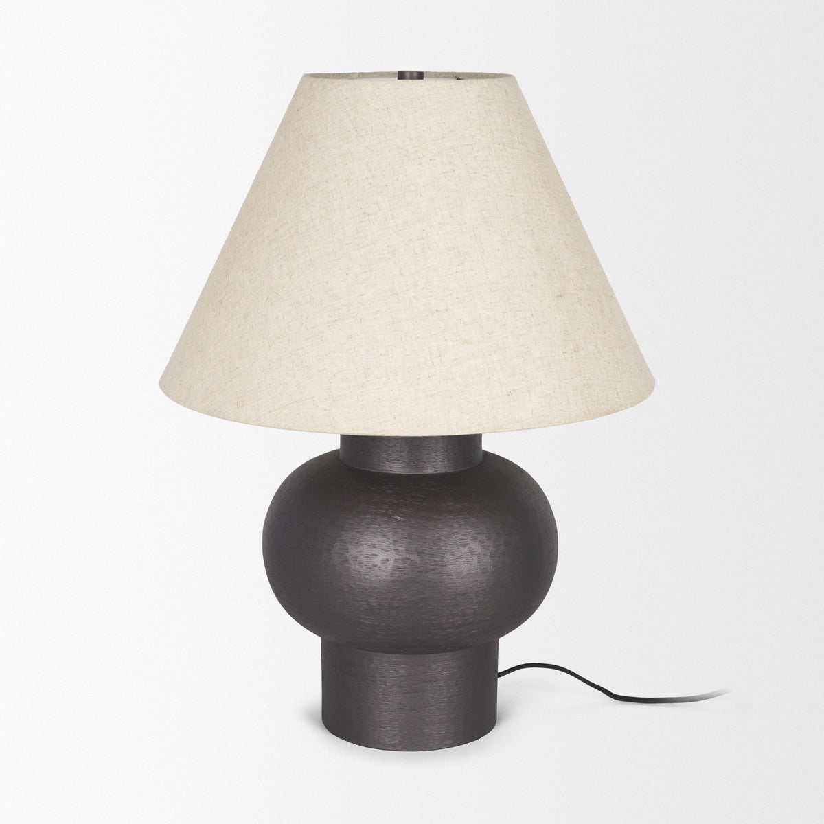 Salaah Antique Brushed Metal w/ Cream Shade Table Lamp-Table Lamps-DECOROLALA