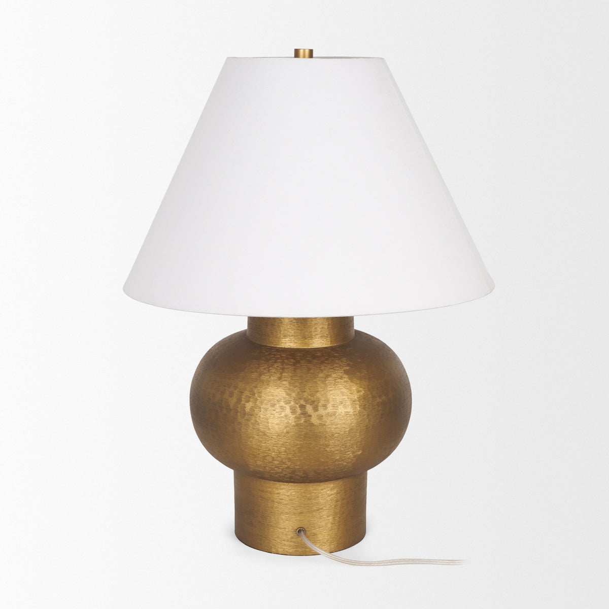 Salaah Antique Brushed Metal w/ Cream Shade Table Lamp-Table Lamps-DECOROLALA