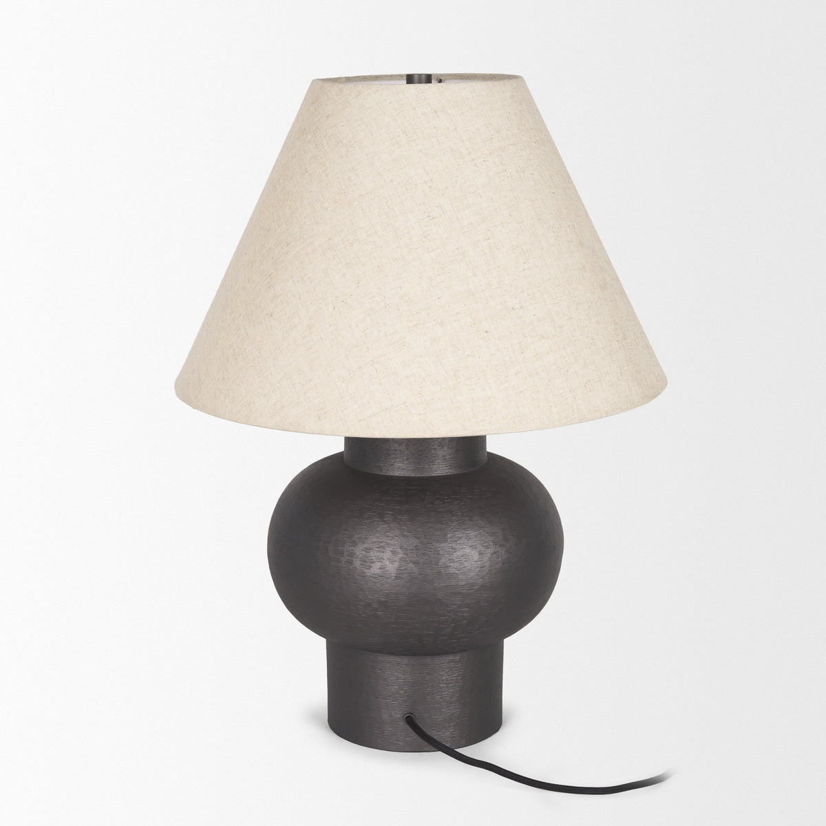 Salaah Antique Brushed Metal w/ Cream Shade Table Lamp-Table Lamps-DECOROLALA