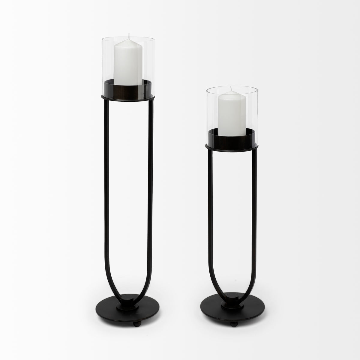 Salah I Small Black Iron Table Candle Holder-Table Candle Holders-DECOROLALA