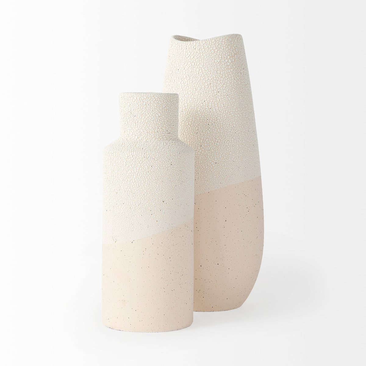 Salar 4.5L x 4.5W x 11.0H Cream Gourd Style Crackled Ceramic Vase-Vase-DECOROLALA