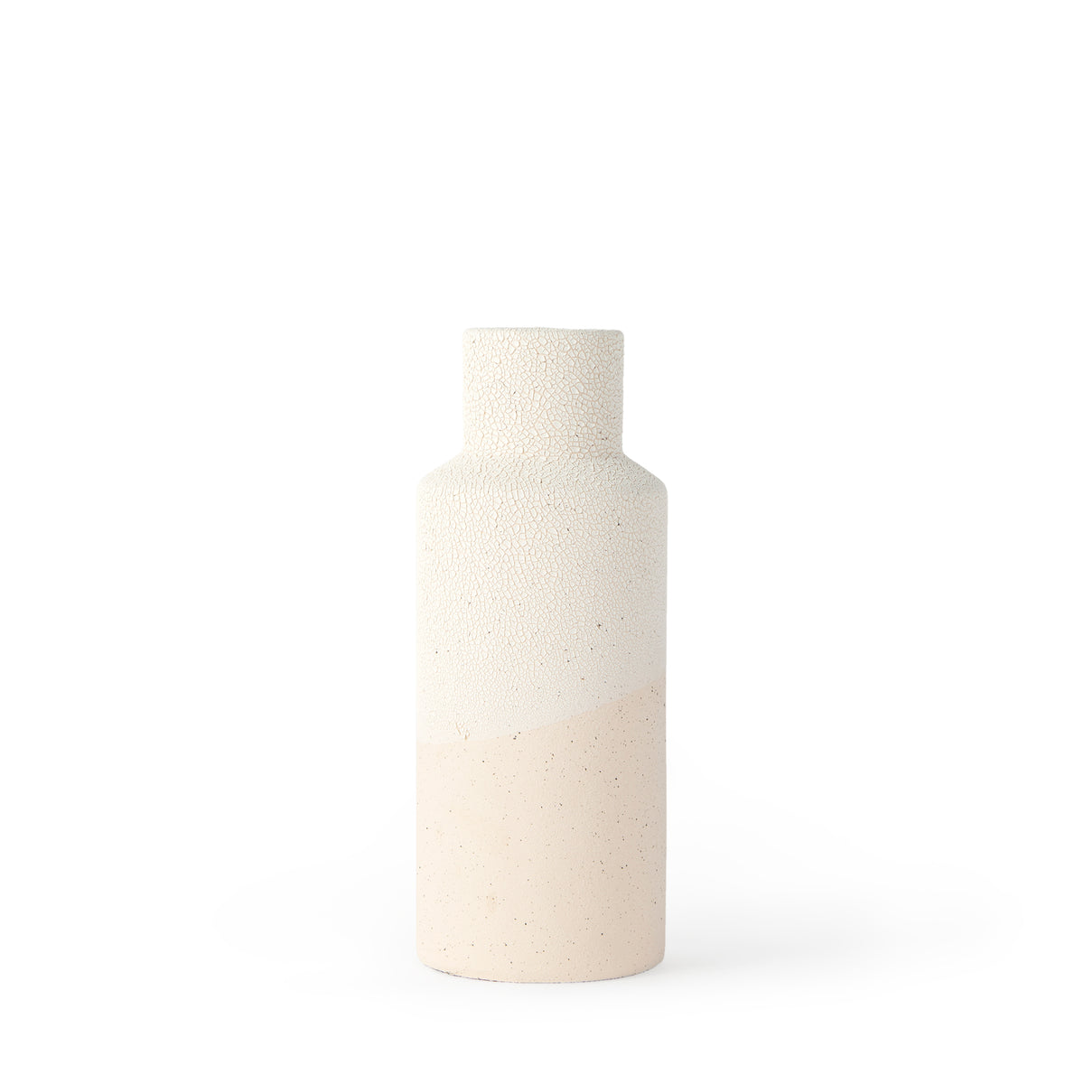 Salar 4.5L x 4.5W x 11.0H Cream Gourd Style Crackled Ceramic Vase-Vase-DECOROLALA