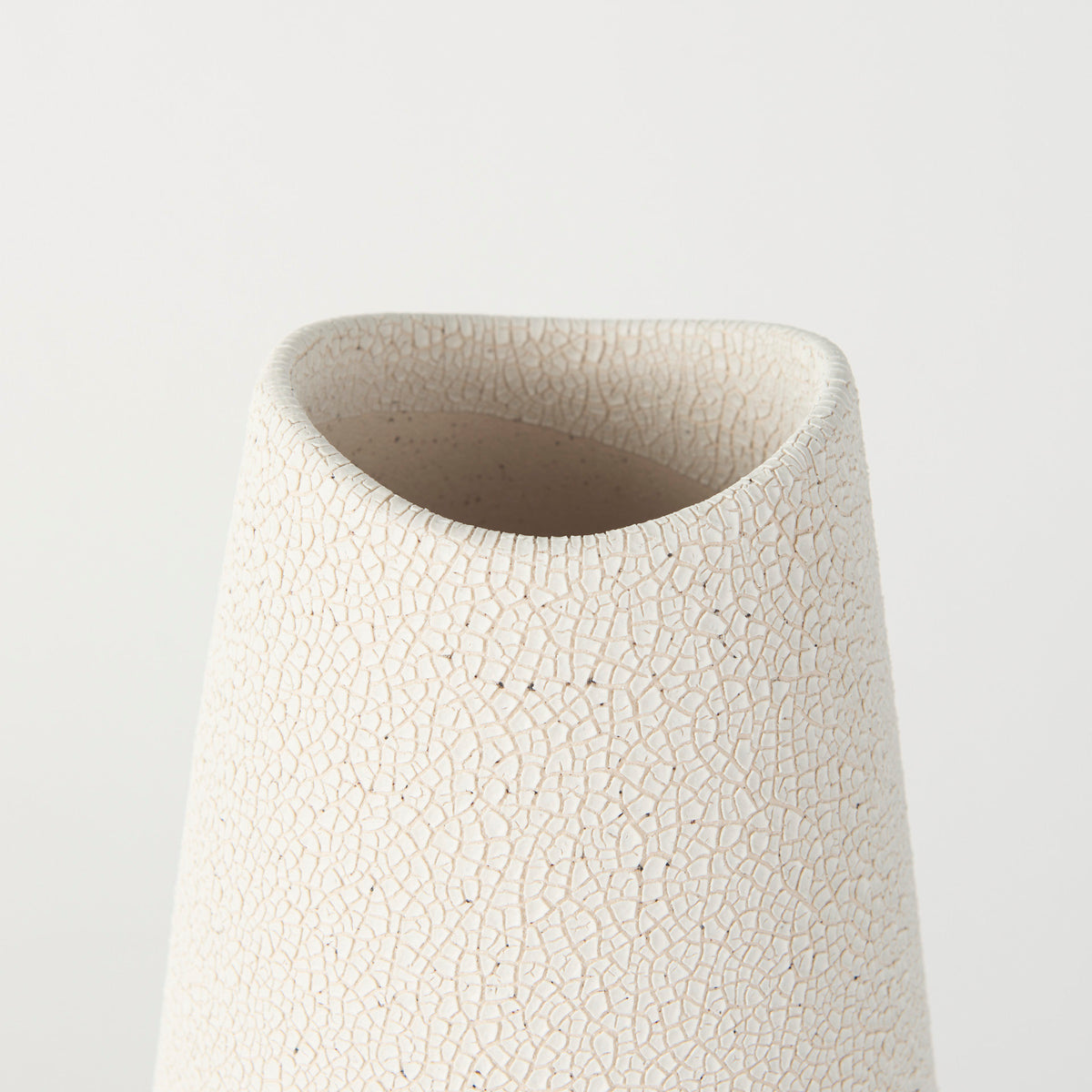 Salar 5.9L x 5.9W x 14.0H Cream Conical Crackled Ceramic Vase-Vase-DECOROLALA