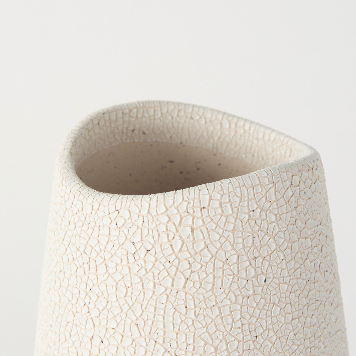 Salar 5.9L x 5.9W x 14.0H Cream Conical Crackled Ceramic Vase-Vase-DECOROLALA