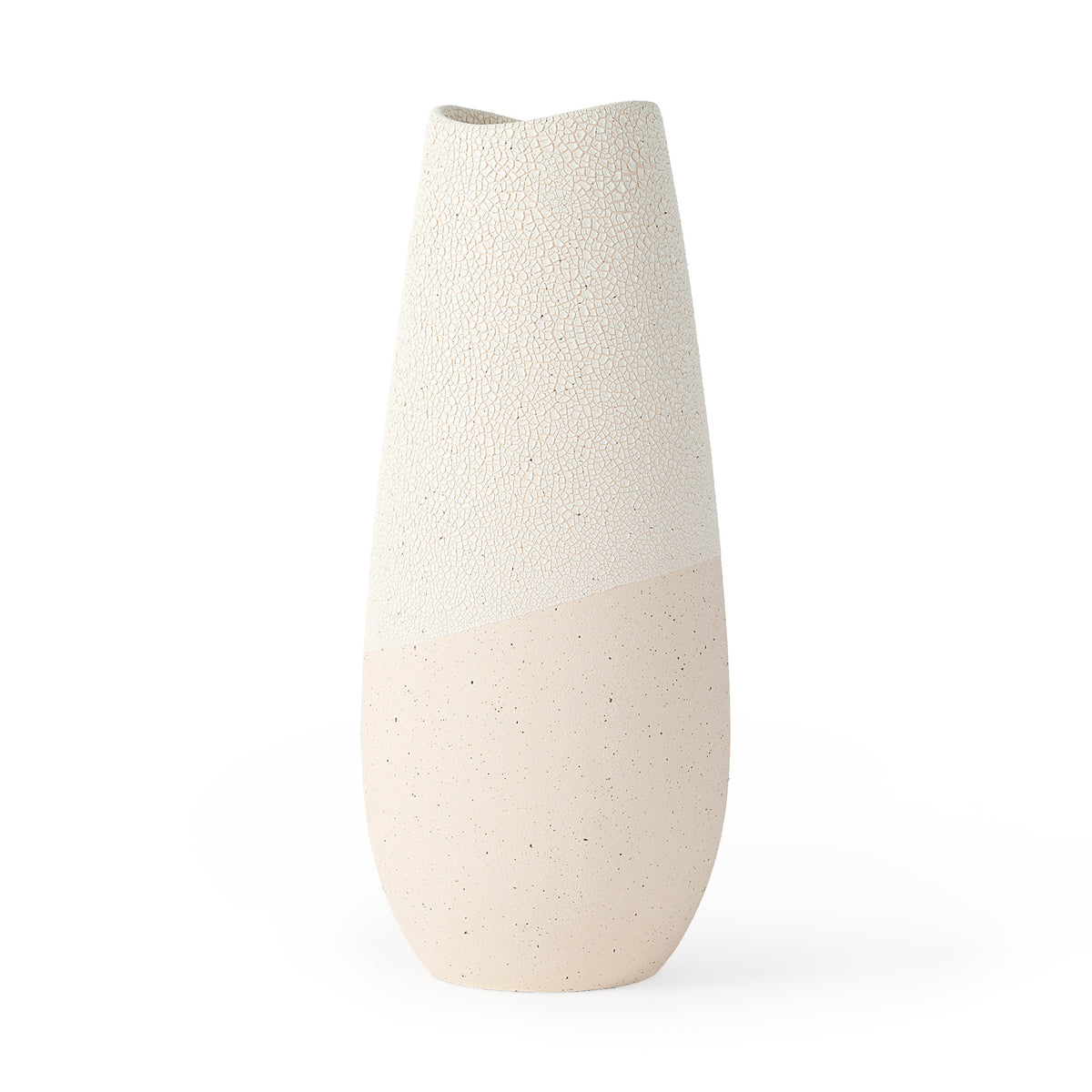 Salar 5.9L x 5.9W x 14.0H Cream Conical Crackled Ceramic Vase-Vase-DECOROLALA