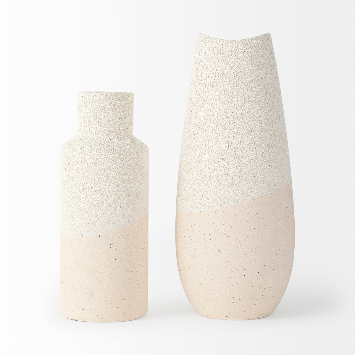 Salar Gourd Style Crackled Ceramic Vase - Cream-Vases-DECOROLALA