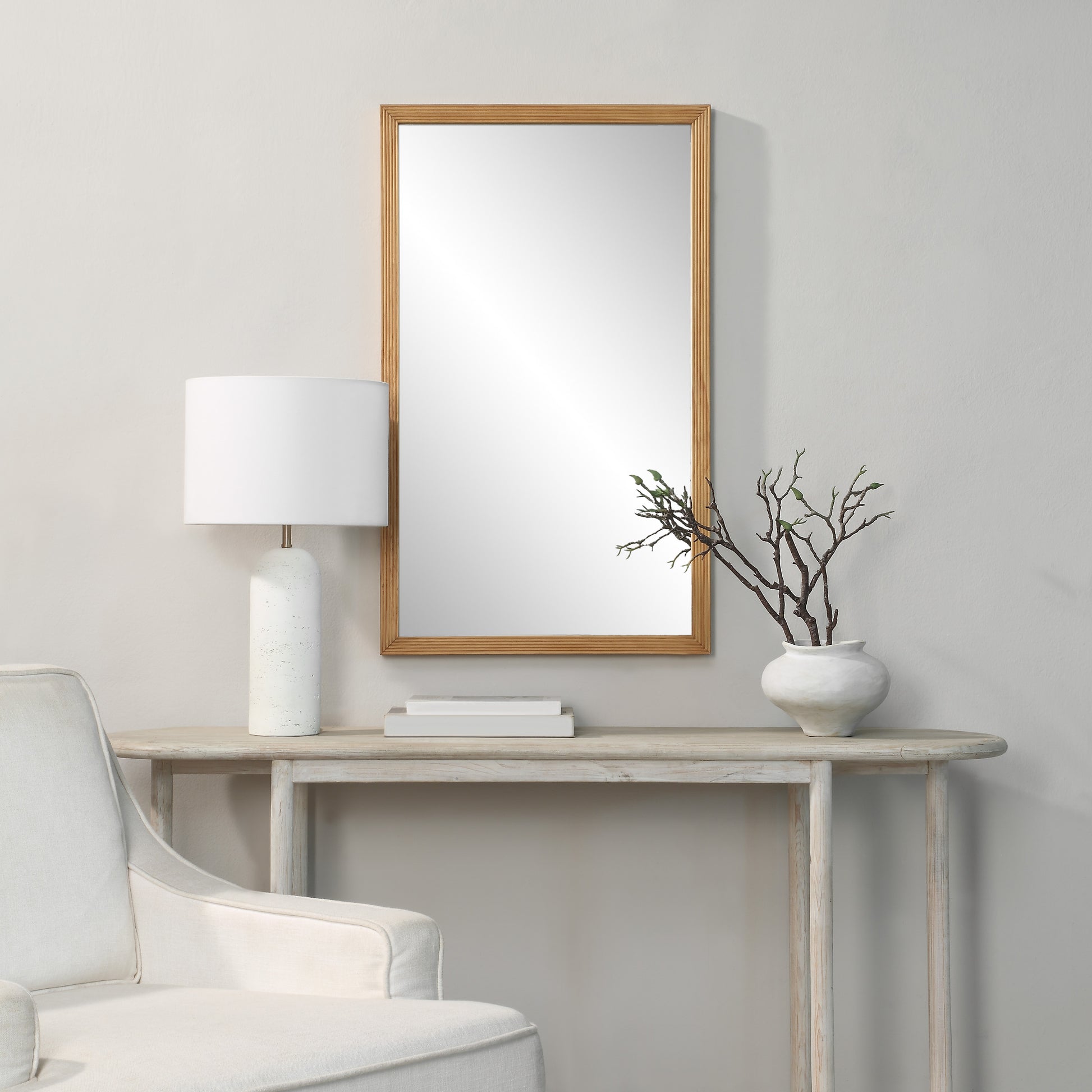 Salia 40" H x 24" W Wall Mirror, Brown-Mirror-DECOROLALA