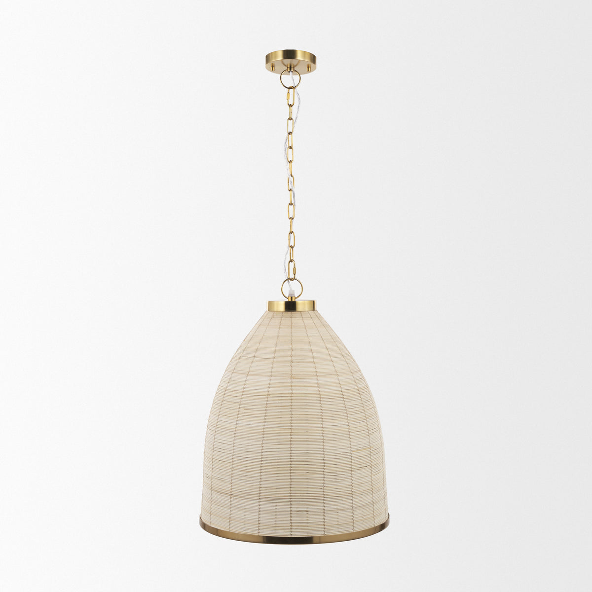 Saliha Cane w/ Brass Metal Pendant Light-Pendant Lighting-DECOROLALA