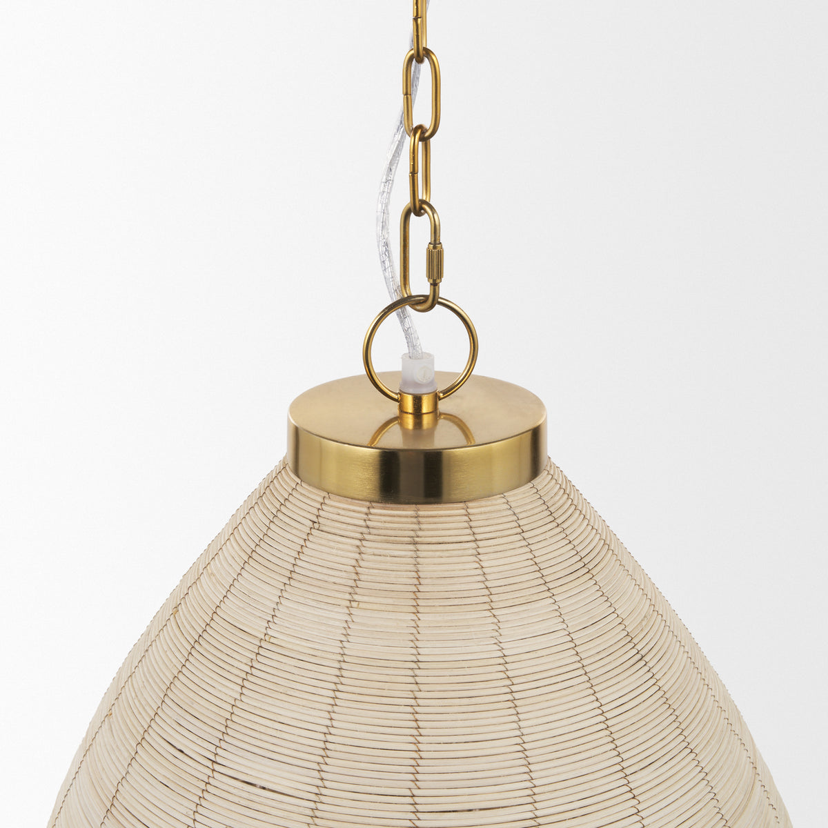 Saliha Cane w/ Brass Metal Pendant Light-Pendant Lighting-DECOROLALA
