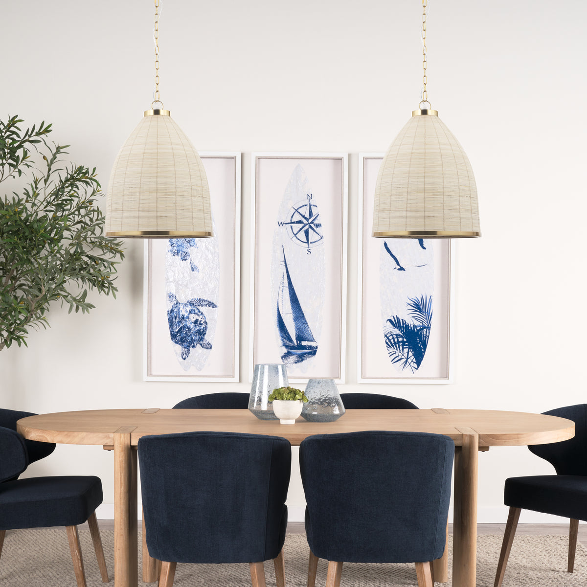 Saliha Cane w/ Brass Metal Pendant Light-Pendant Lighting-DECOROLALA
