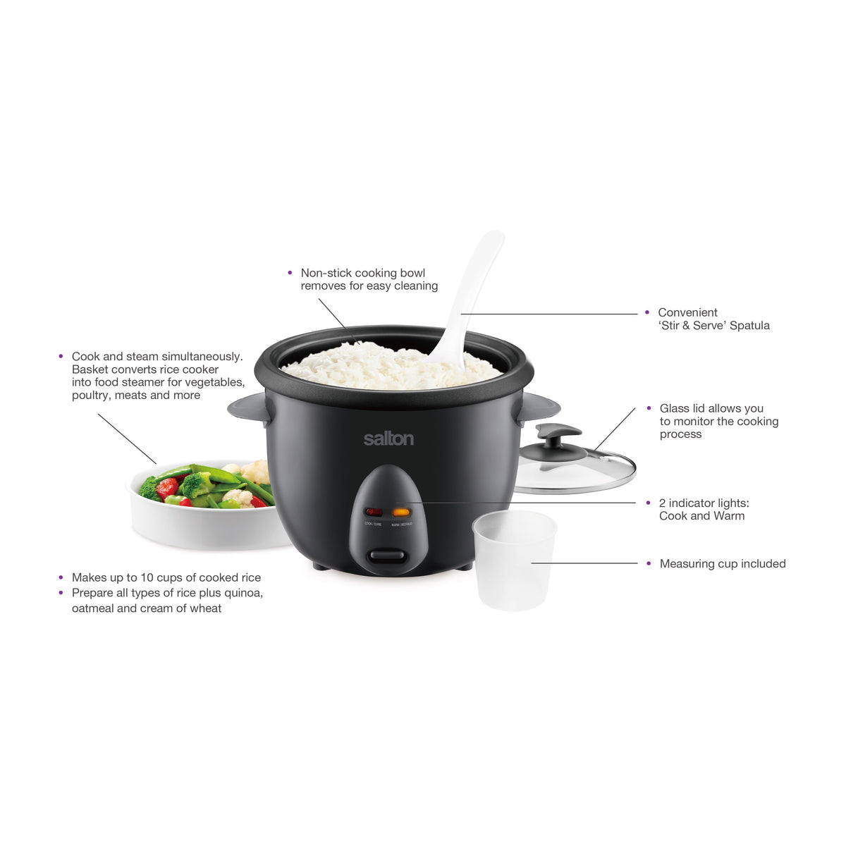 Salton Rice Cooker Tutorial 10-Cup Automatic Rice Cooker & Steamer by Salton | Decor O'Lala ...