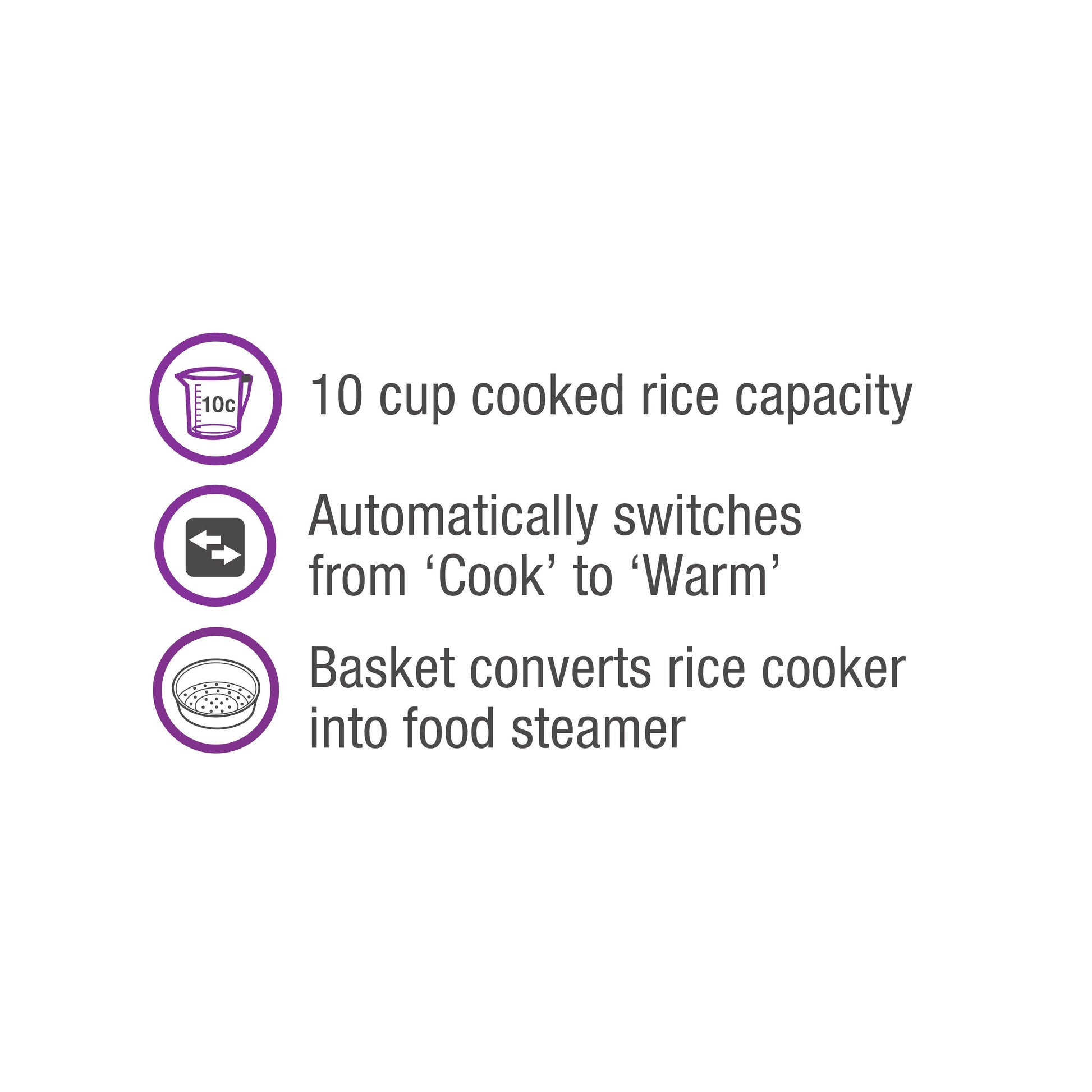 Salton Automatic Rice Cooker & Steamer - 10 Cup-Rice Cookers-DECOROLALA