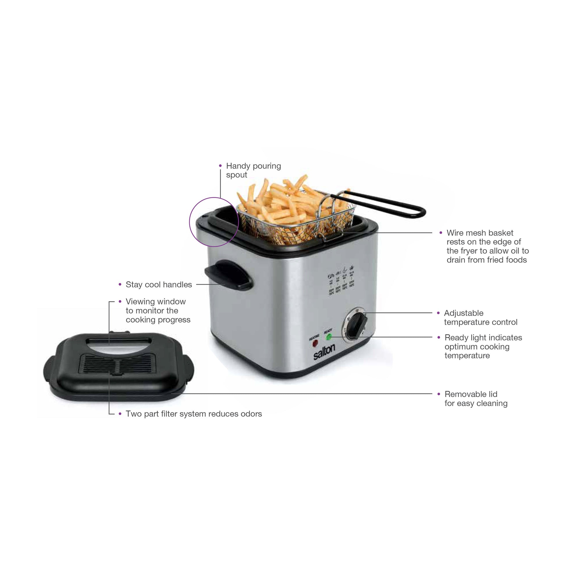 Salton Compact Deep Fryer 1.1L-Deep Fryers-DECOROLALA