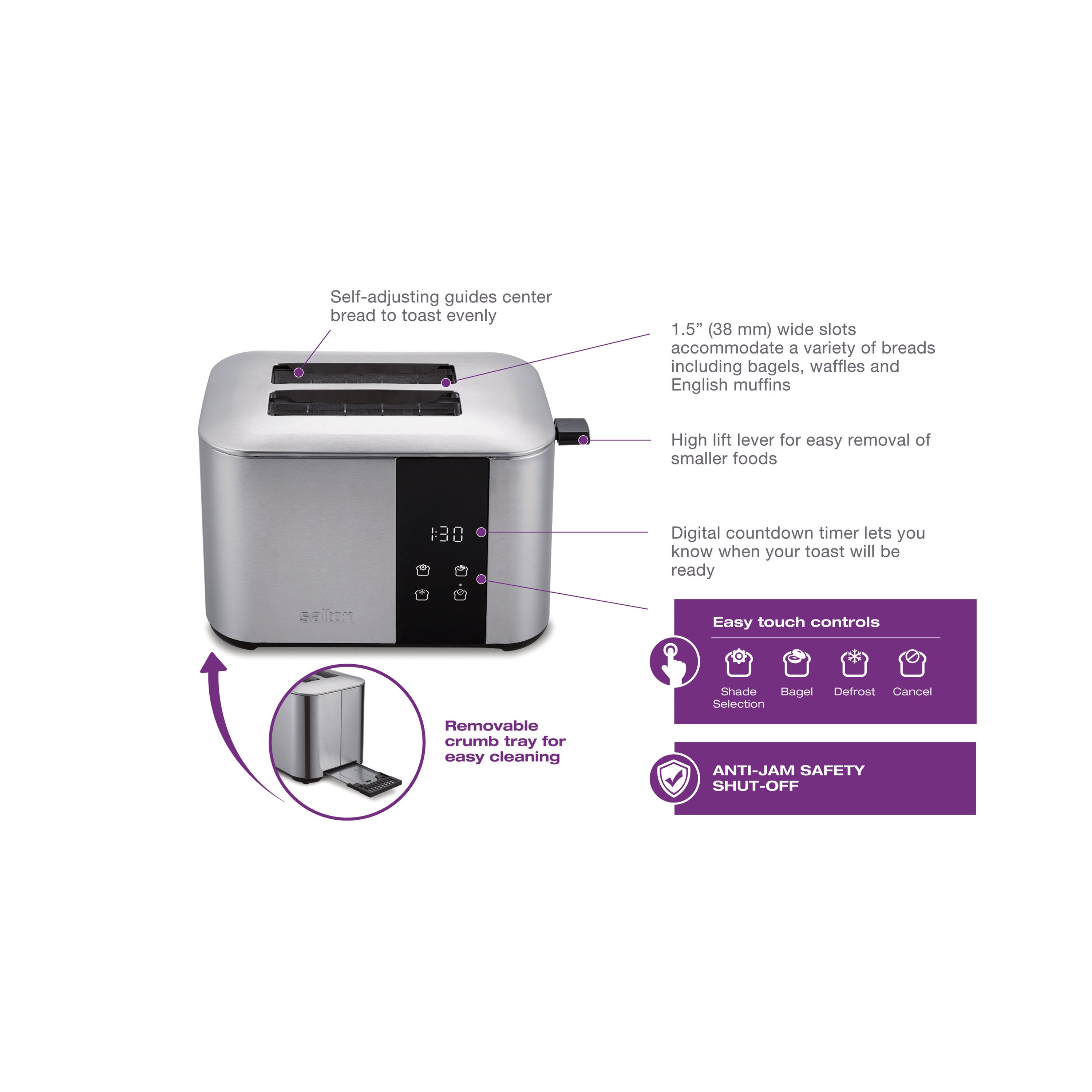 Salton Digital Countdown Toaster - 2 Slice-Toaster-DECOROLALA