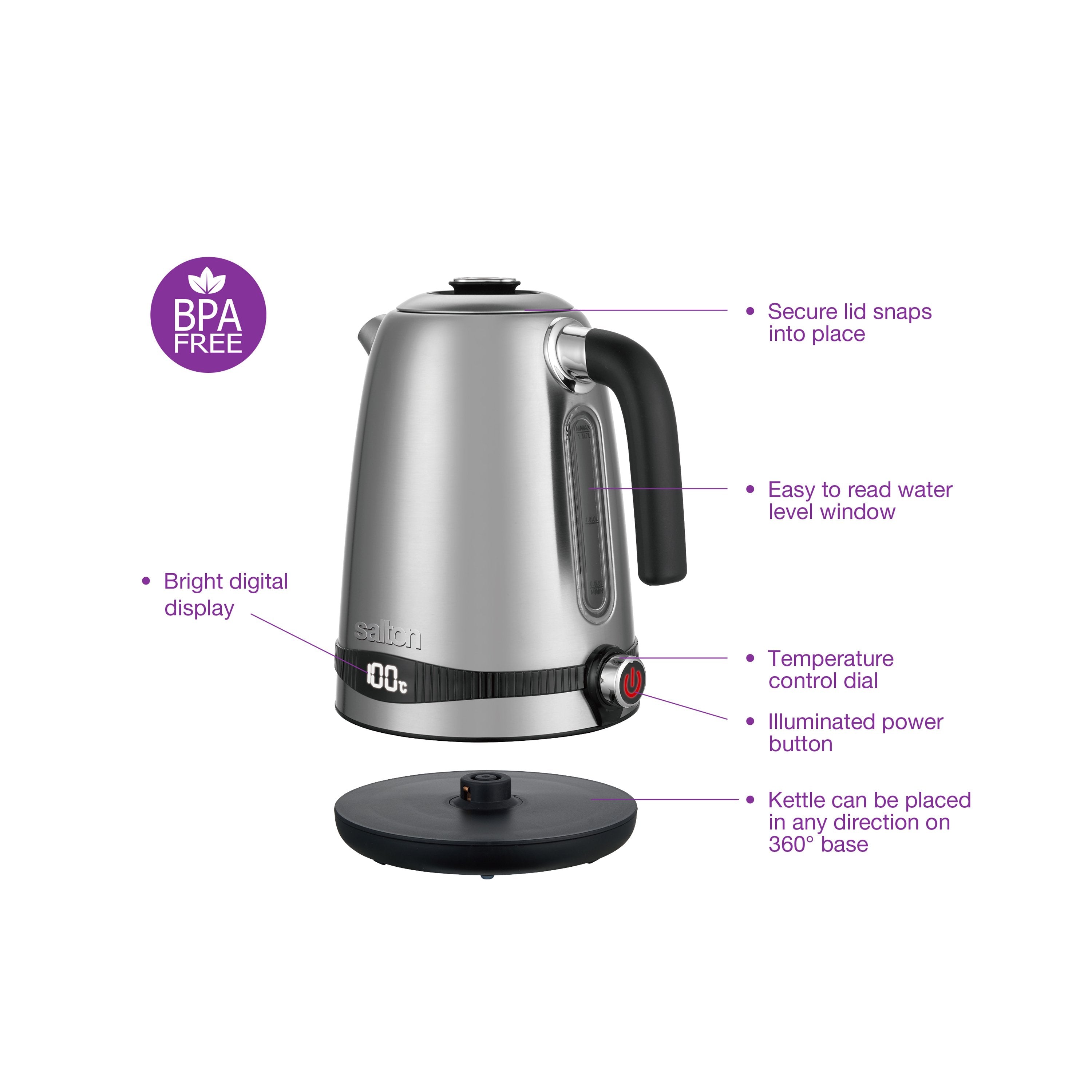 Salton Digital Kettle 1.7L Variable Temperature-Electric Kettle-DECOROLALA