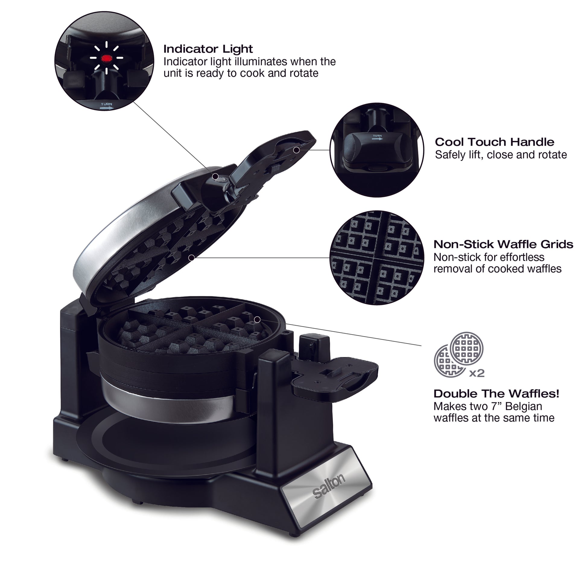 Salton Double Rotary Waffle Maker-Waffle Irons-DECOROLALA