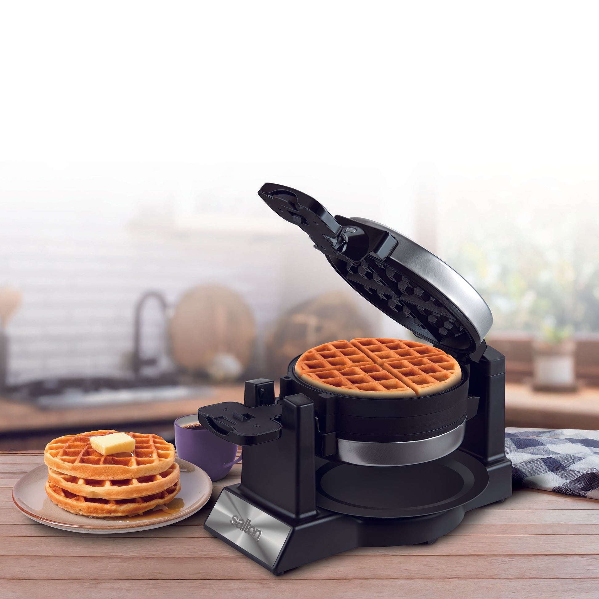Salton Double Rotary Waffle Maker-Waffle Irons-DECOROLALA