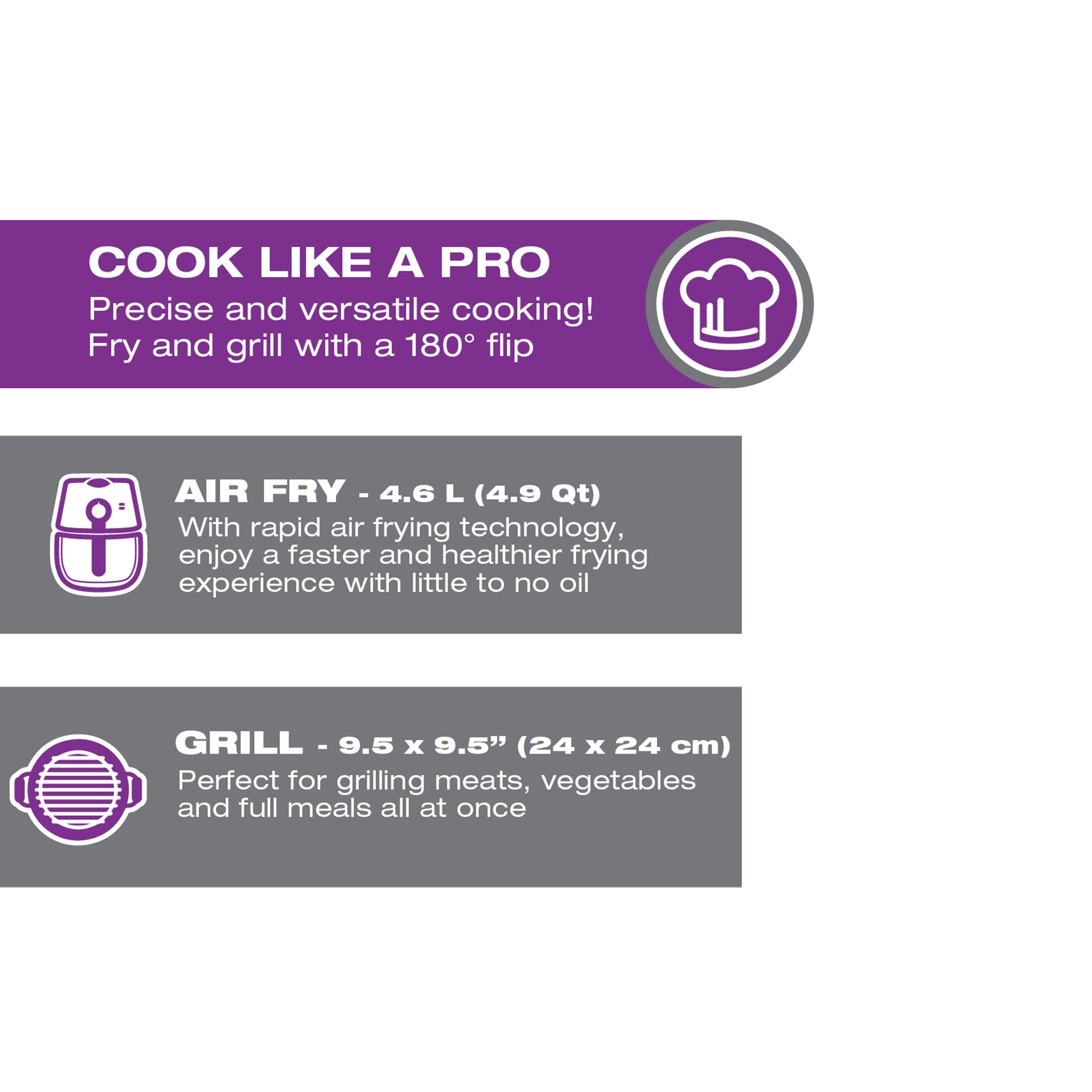 Salton Flip And Cook 3-In-1 Air Fryer, Grill & Dehydrator-Food Dehydrators-DECOROLALA