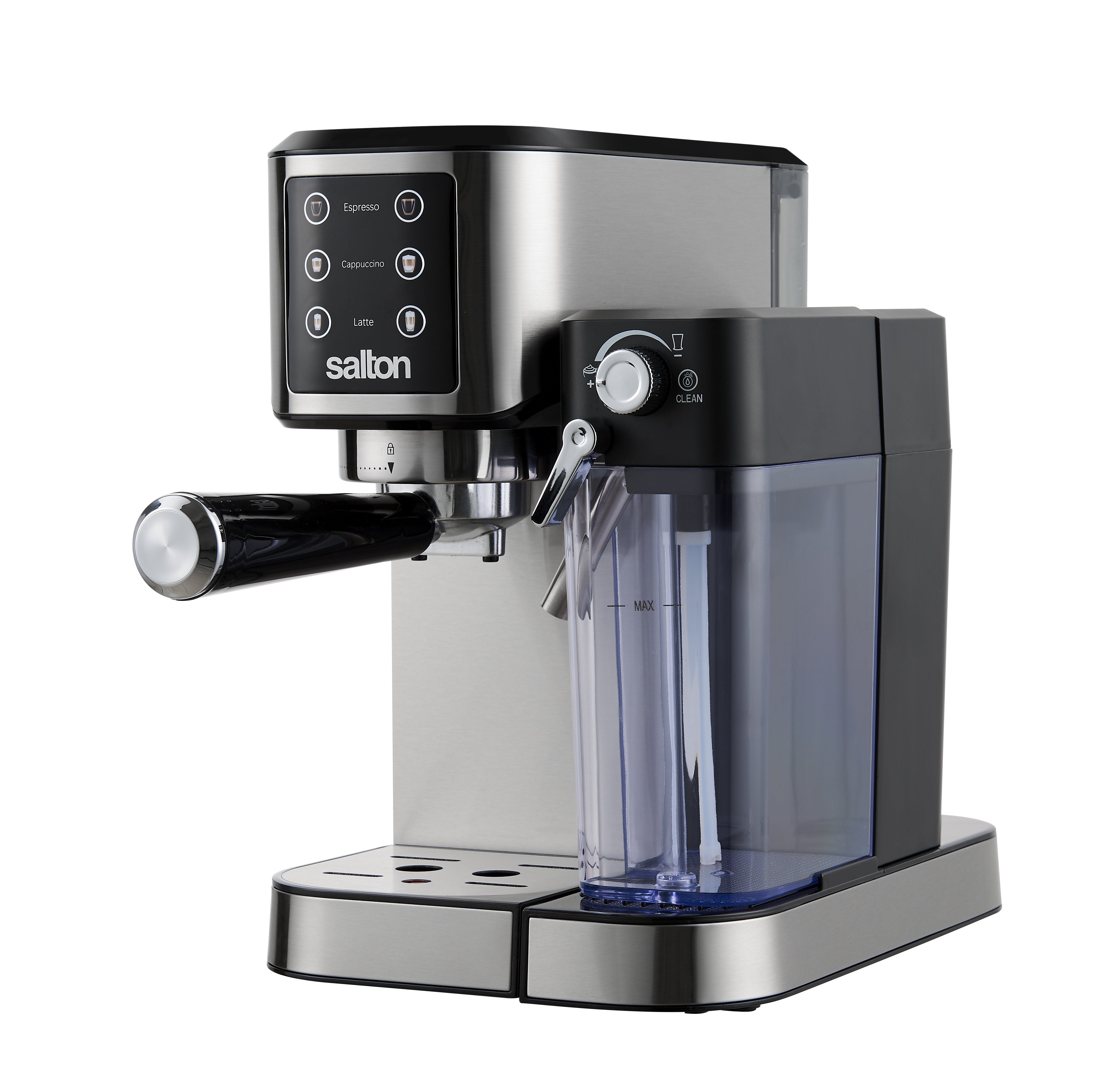 Salton Stainless Steel 3-In-1 Digital Espresso, Capuccino & Latte Machine-Coffee Makers & Espresso Machines-DECOROLALA
