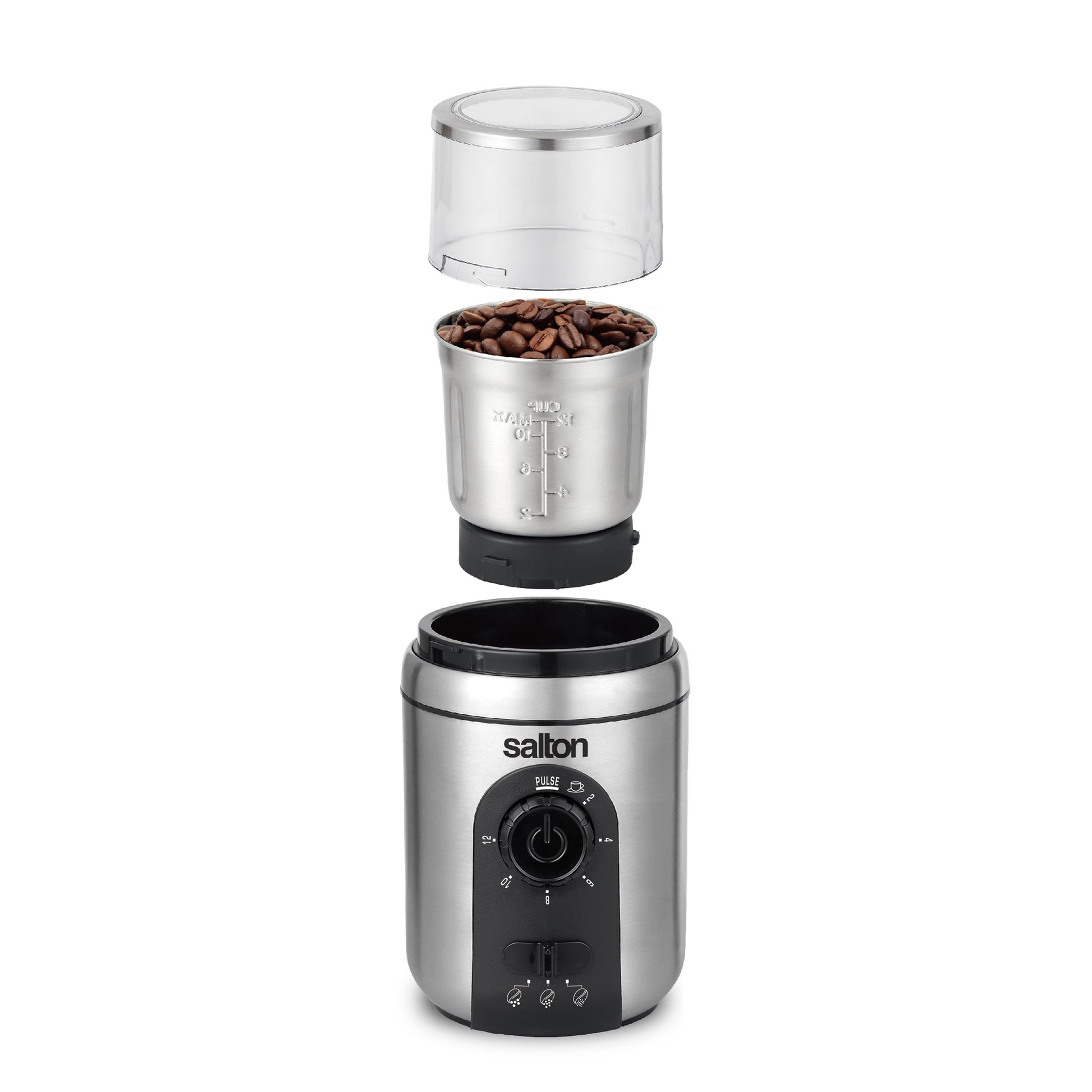 Salton Stainless Steel Coffee Grinder - 12 Cup-Food Grinders & Mills-DECOROLALA