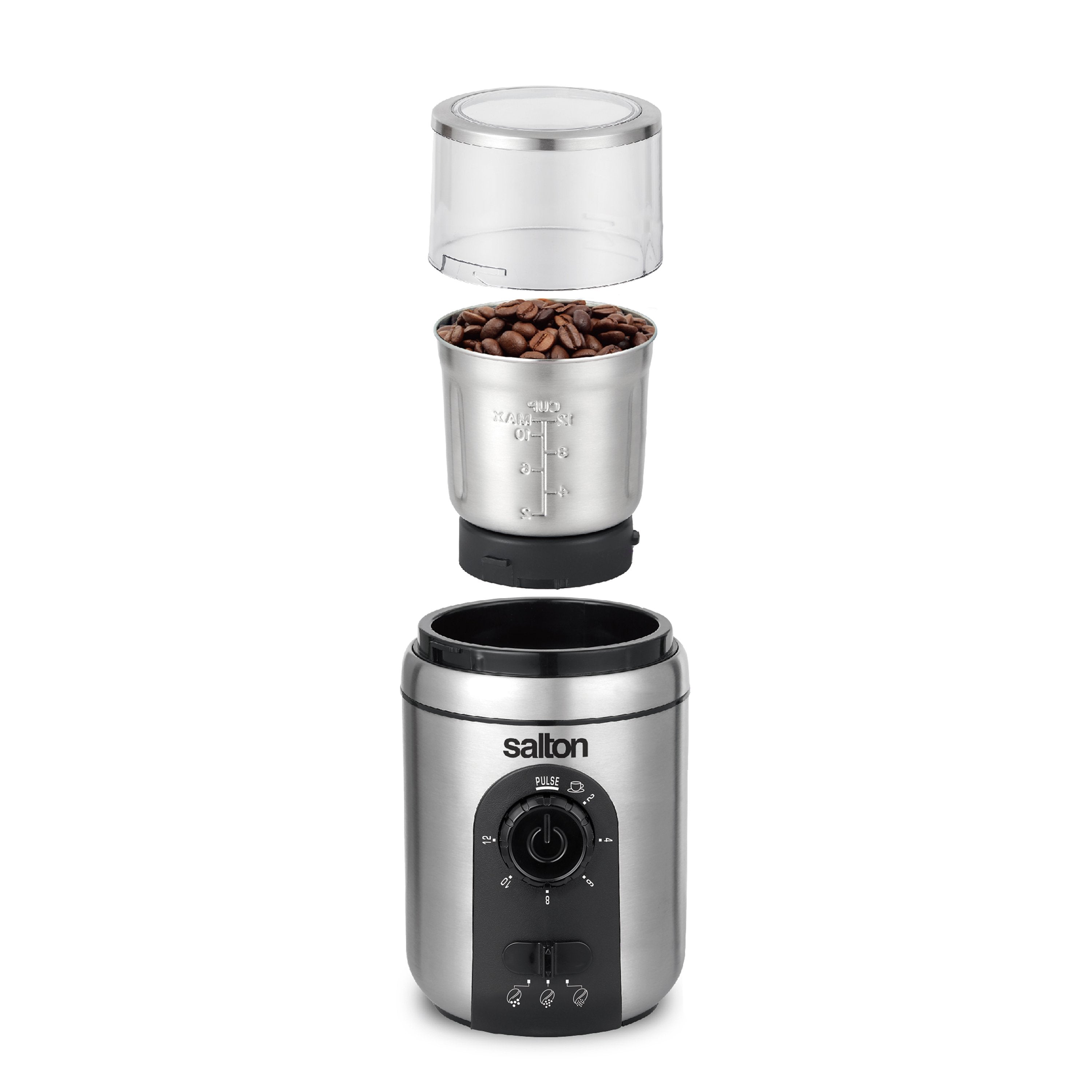Salton Stainless Steel Coffee Grinder - 12 Cup-Food Grinders & Mills-DECOROLALA