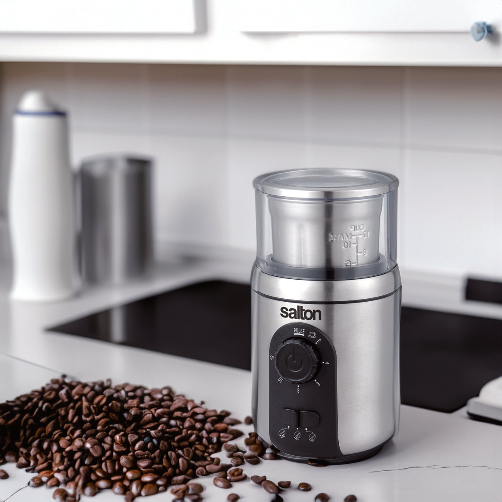 Salton Stainless Steel Coffee Grinder - 12 Cup-Food Grinders & Mills-DECOROLALA