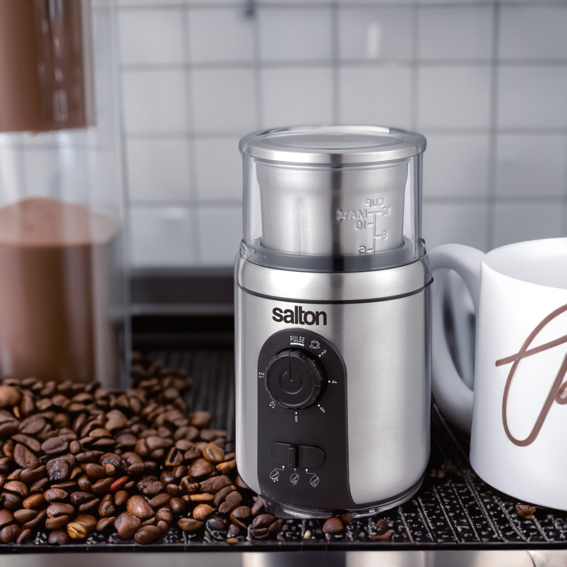 Salton Stainless Steel Coffee Grinder - 12 Cup-Food Grinders & Mills-DECOROLALA