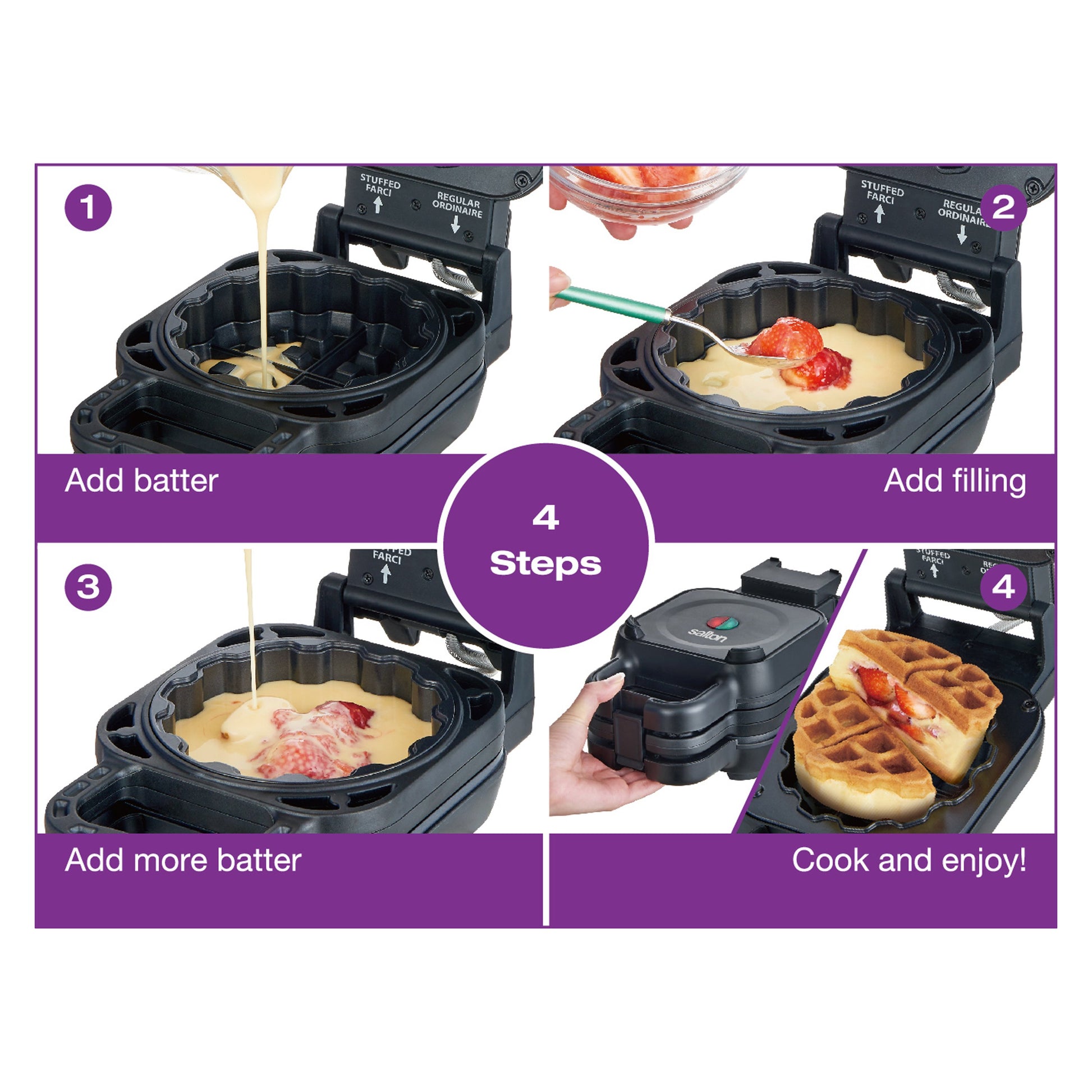 Salton Stuffed Belgian Waffle Maker-Waffle Irons-DECOROLALA