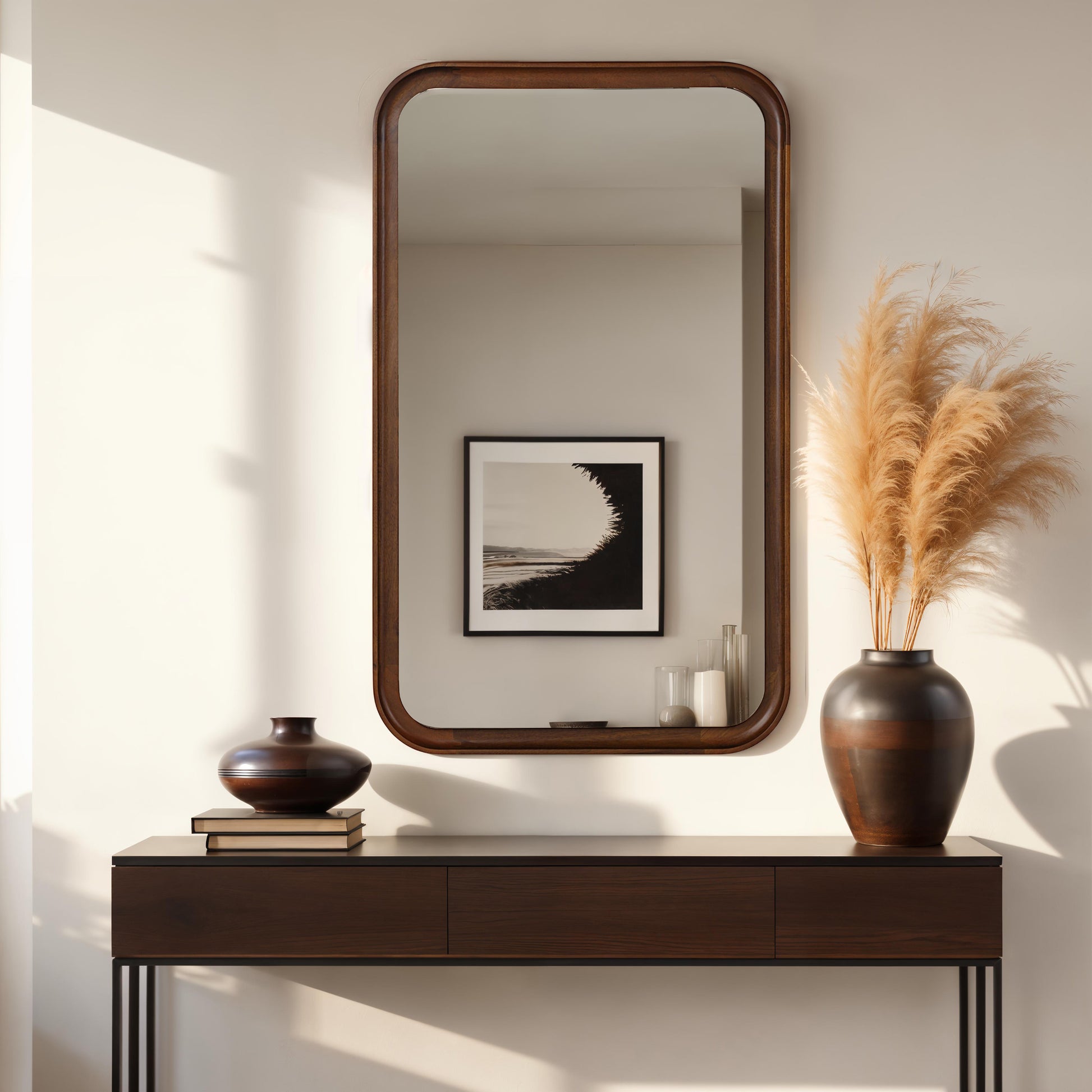 Salvia 40" H x 24" W Wall Mirror, Brown-Mirror-DECOROLALA