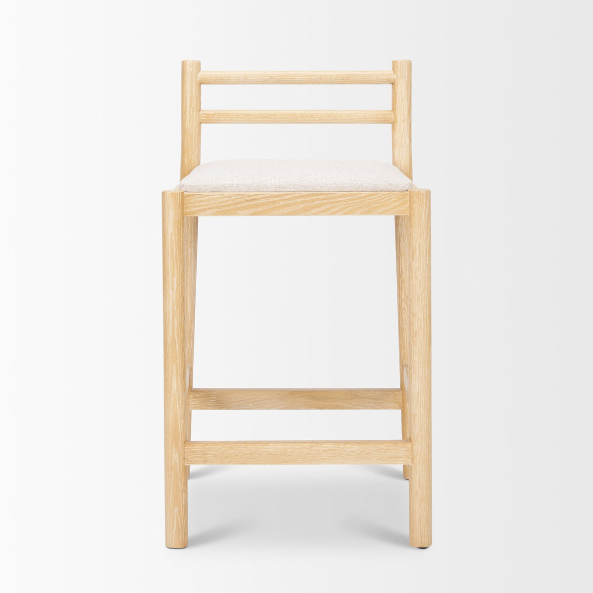 Sam Counter Stool W/ Light Brown Wood Frame and Beige Upholstered Seat-Bar Stools-DECOROLALA