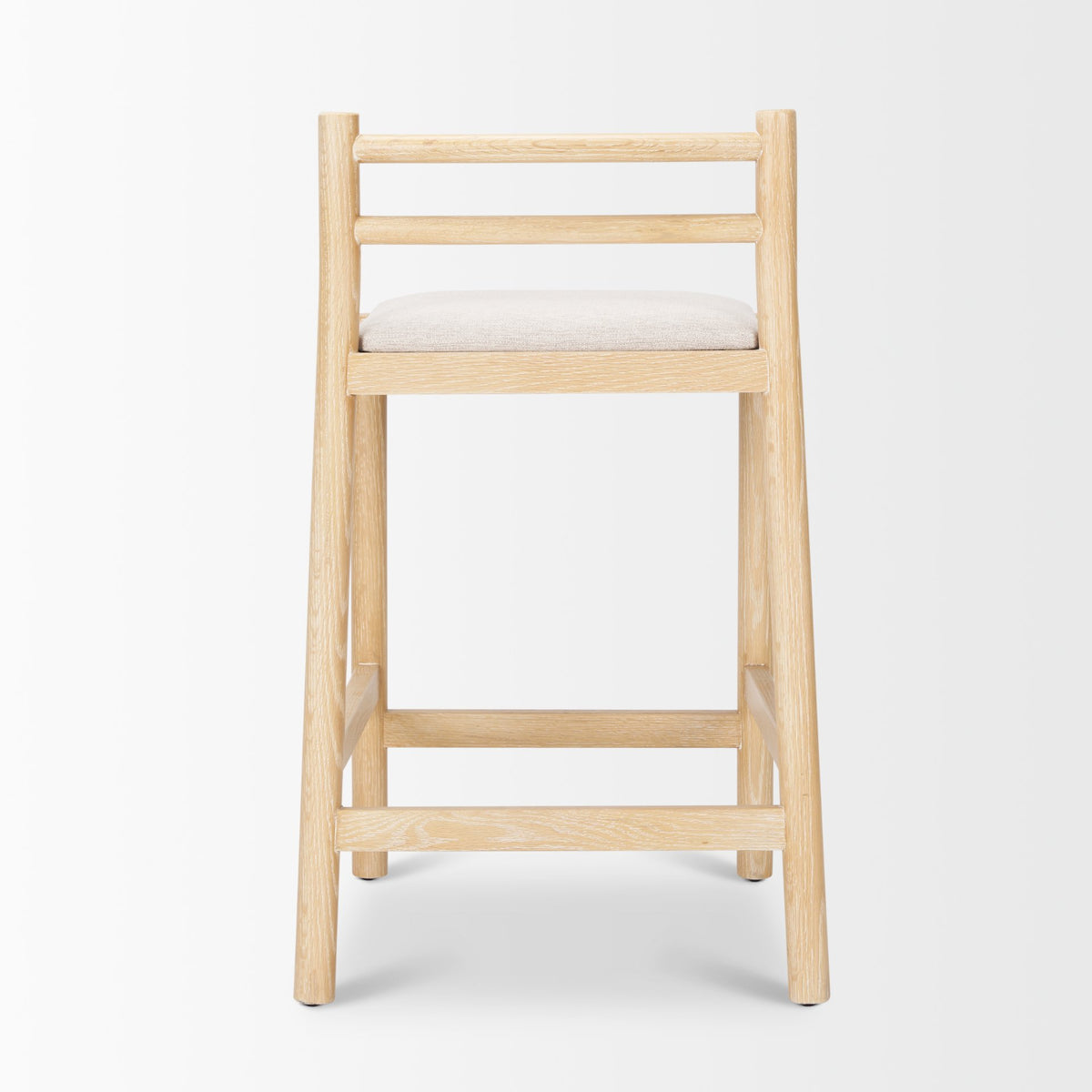 Sam Counter Stool W/ Light Brown Wood Frame and Beige Upholstered Seat-Bar Stools-DECOROLALA