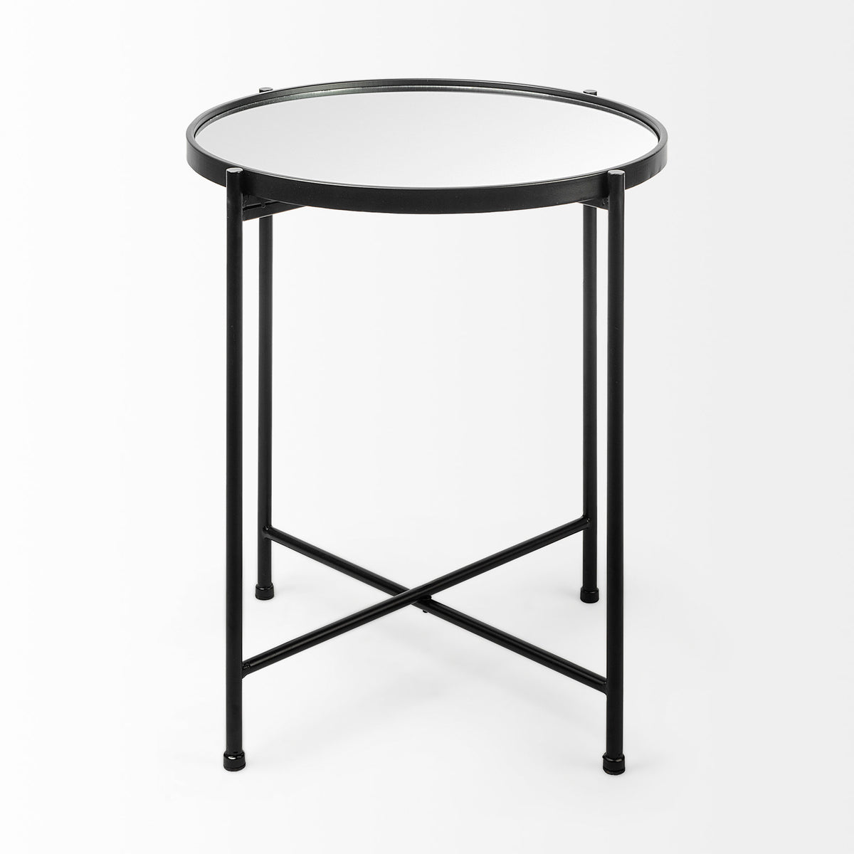Samantha (Small) Black Mirror Top Accent Table-Accent Tables-DECOROLALA