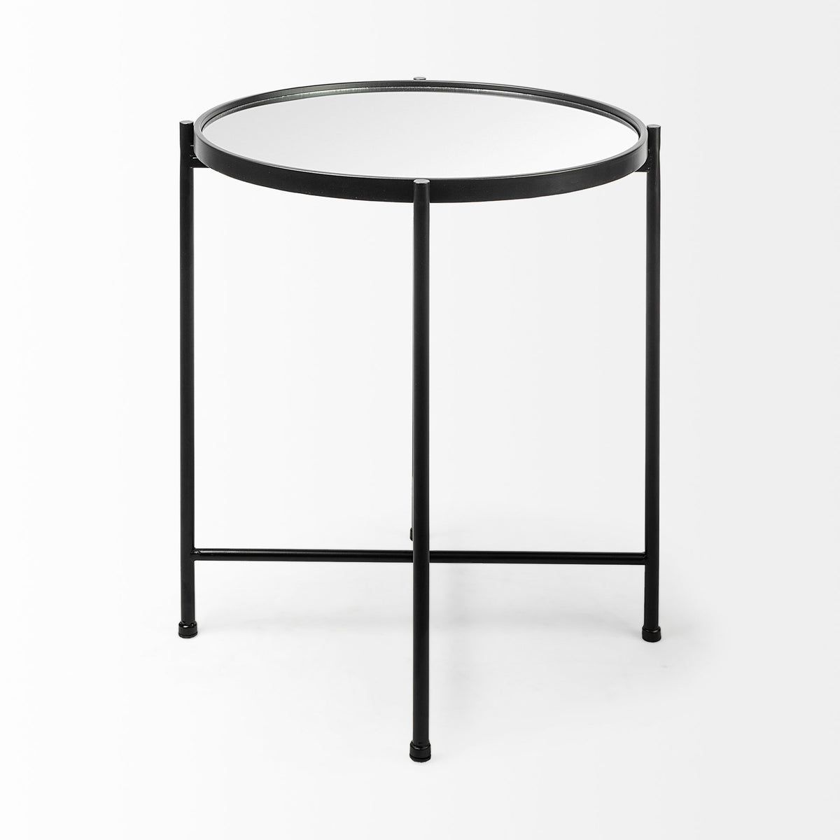 Samantha (Small) Black Mirror Top Accent Table-Accent Tables-DECOROLALA