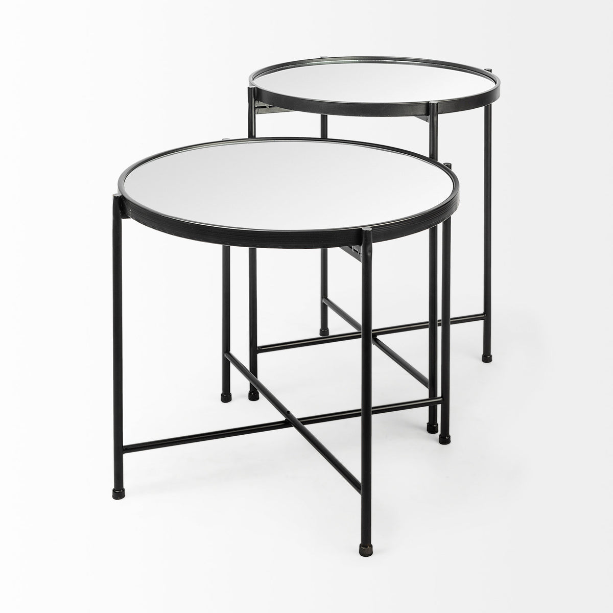 Samantha (Small) Black Mirror Top Accent Table-Accent Tables-DECOROLALA
