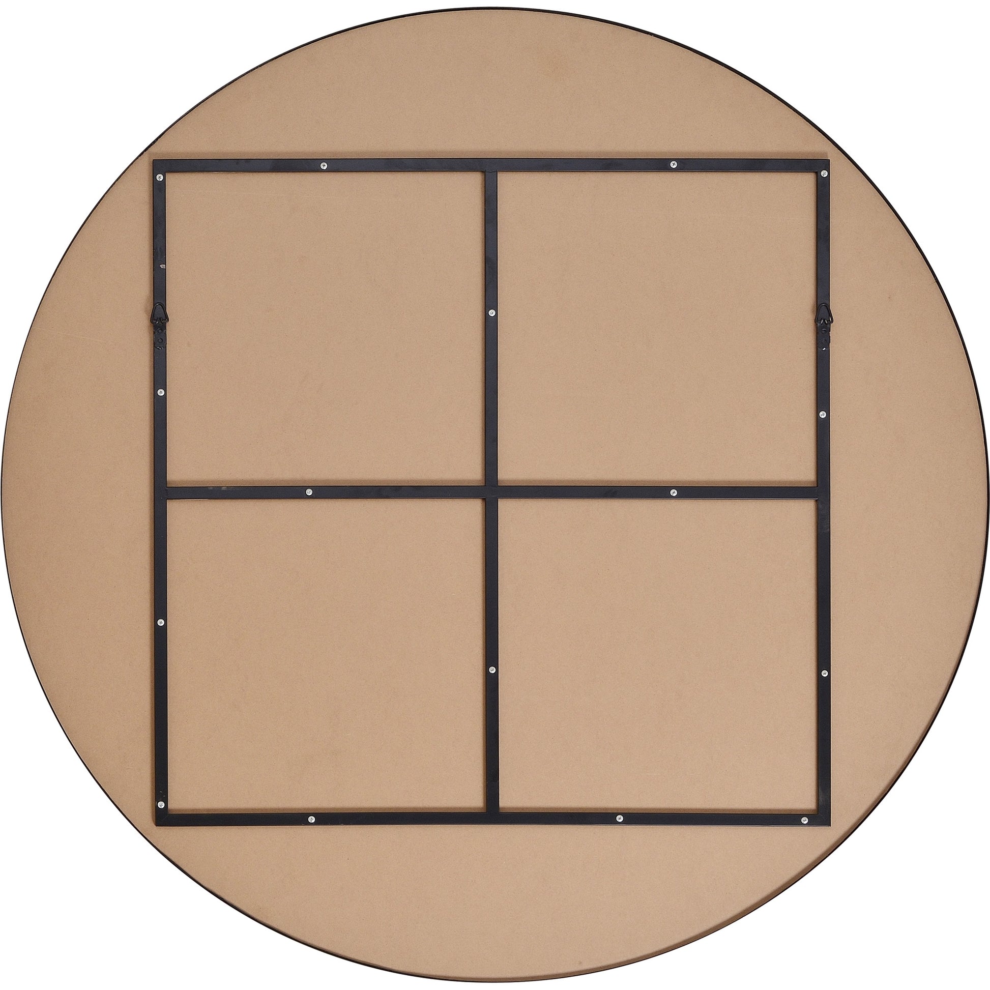 Sami 48" Tall Round Wall Mirror, Black-Mirror-DECOROLALA