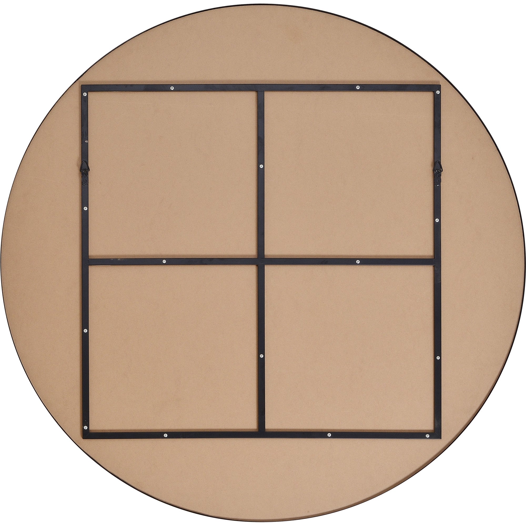 Sami 48" Tall Round Wall Mirror, Black-Mirror-DECOROLALA