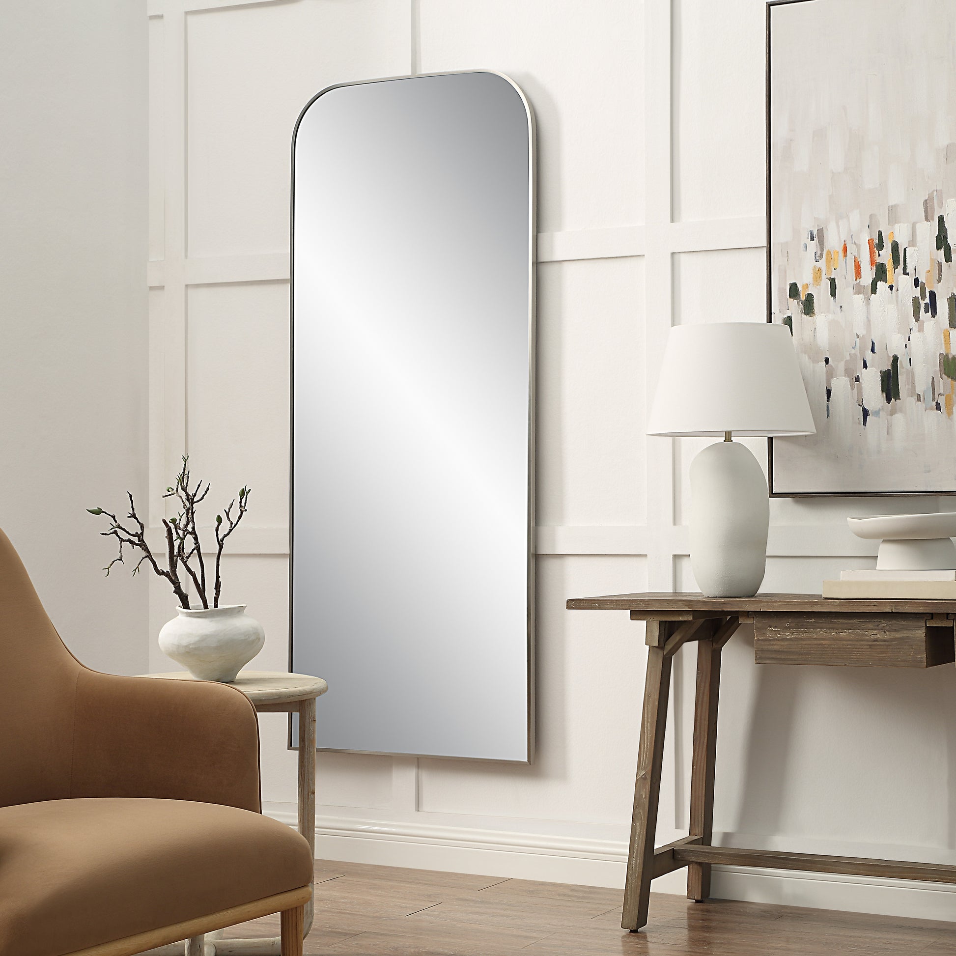 Samia 72" H x 30" W Wall Mirror, Grey-Mirror-DECOROLALA