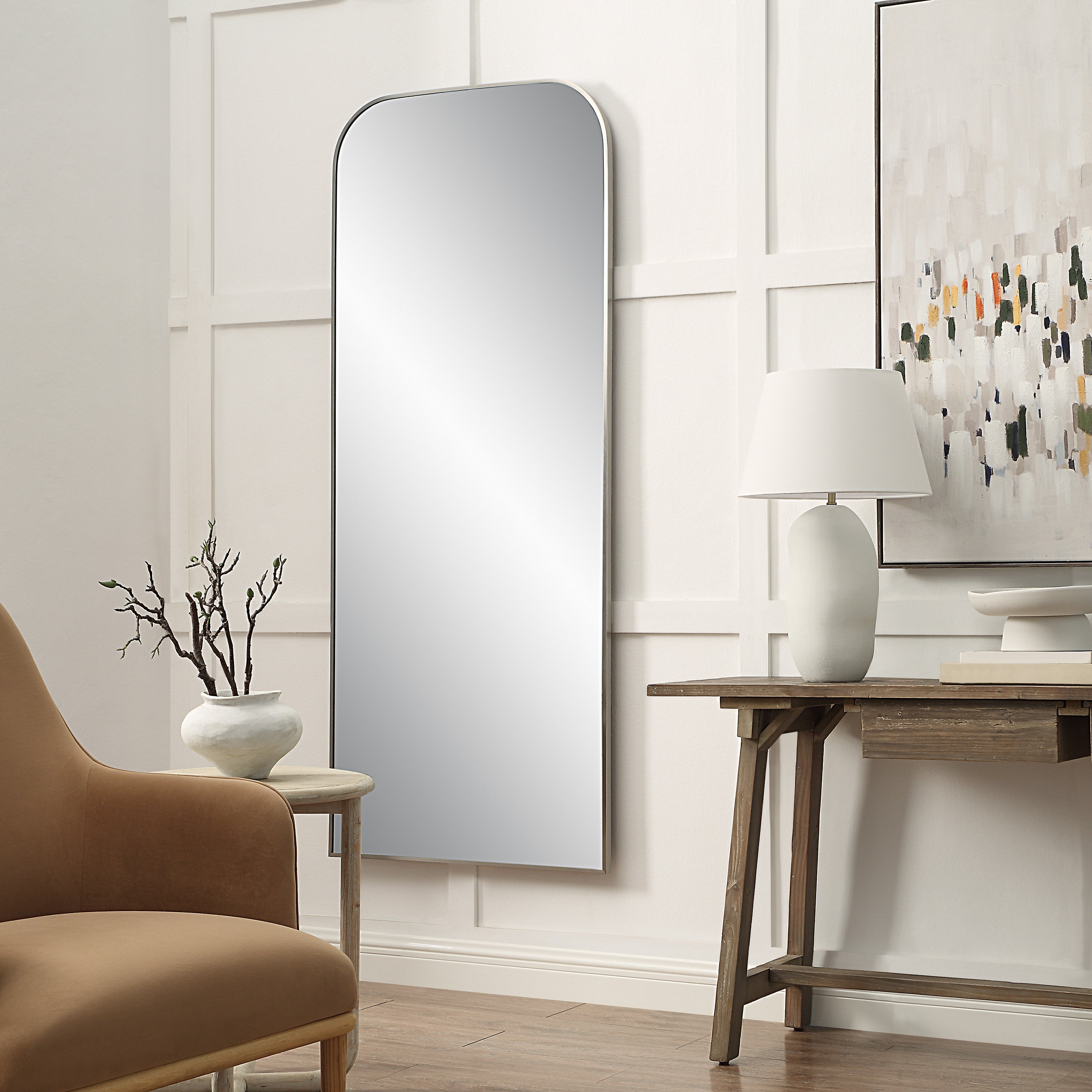 Samia 72" H x 30" W Wall Mirror, Grey-Mirror-DECOROLALA