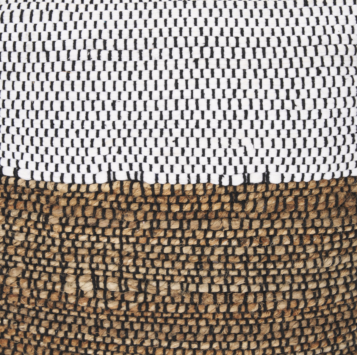 Samiya Jute w/ White Cotton Pouf-Poufs-DECOROLALA