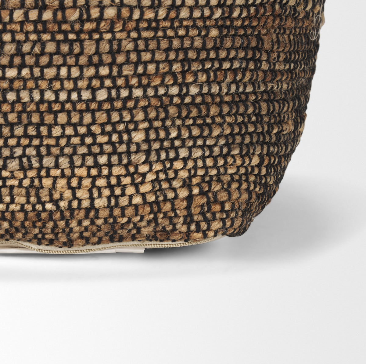 Samiya Jute w/ White Cotton Pouf-Poufs-DECOROLALA